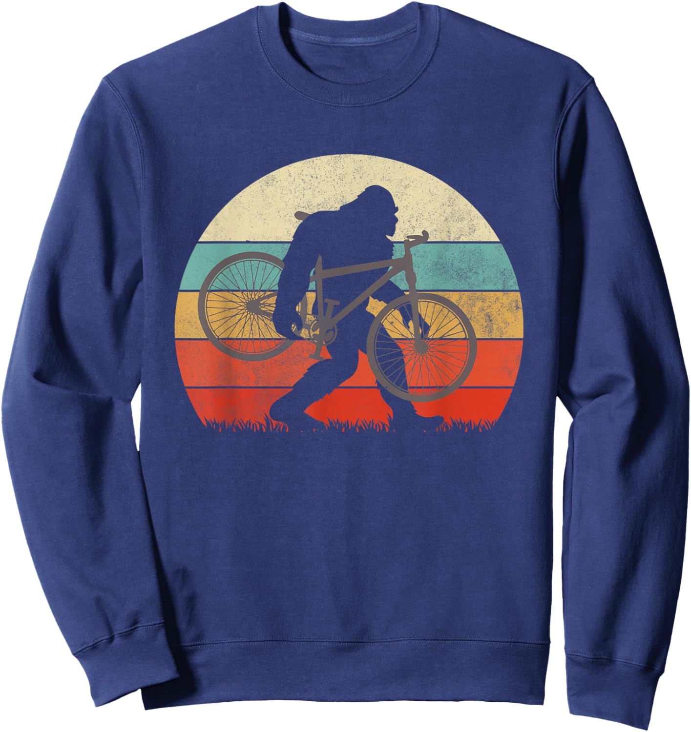 Bigfoot Mountain Bike Funny MTB Biking Cycling Sasquatch Men Sweatshirt - Sweatshirt | Navy