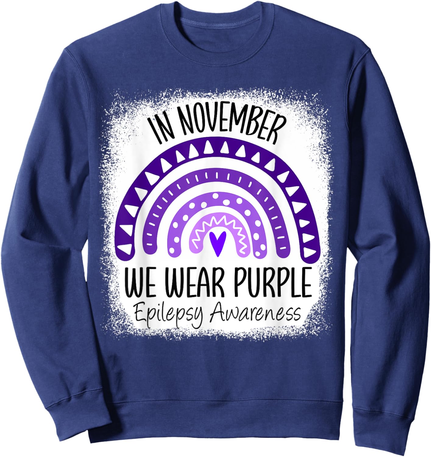 Rainbow In November We Wear Purple Epilepsy Awareness Ribbon Sweatshirt - Sweatshirt | Navy