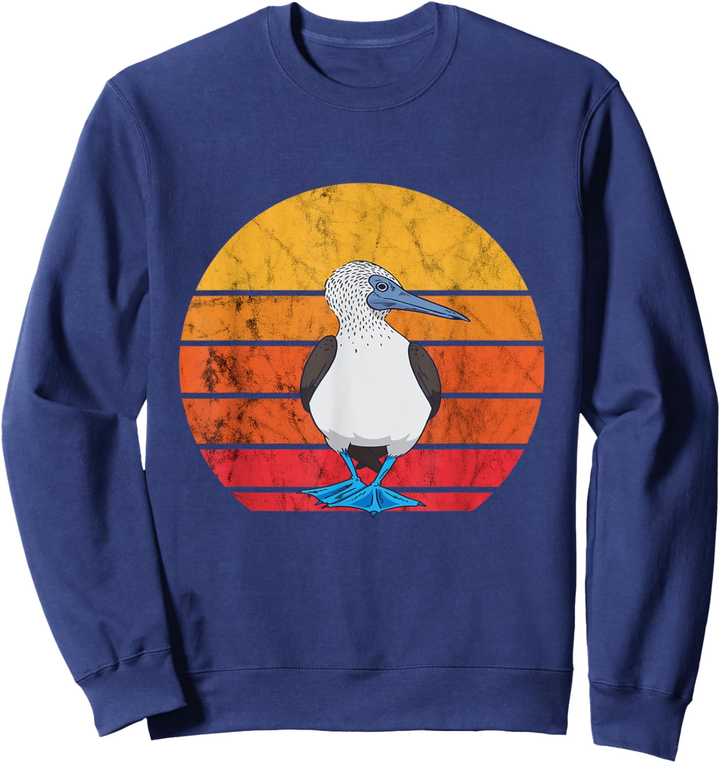 Blue Footed Boobies Tropical Sea Bird Retro Vintage Sunset Sweatshirt - Sweatshirt | Navy