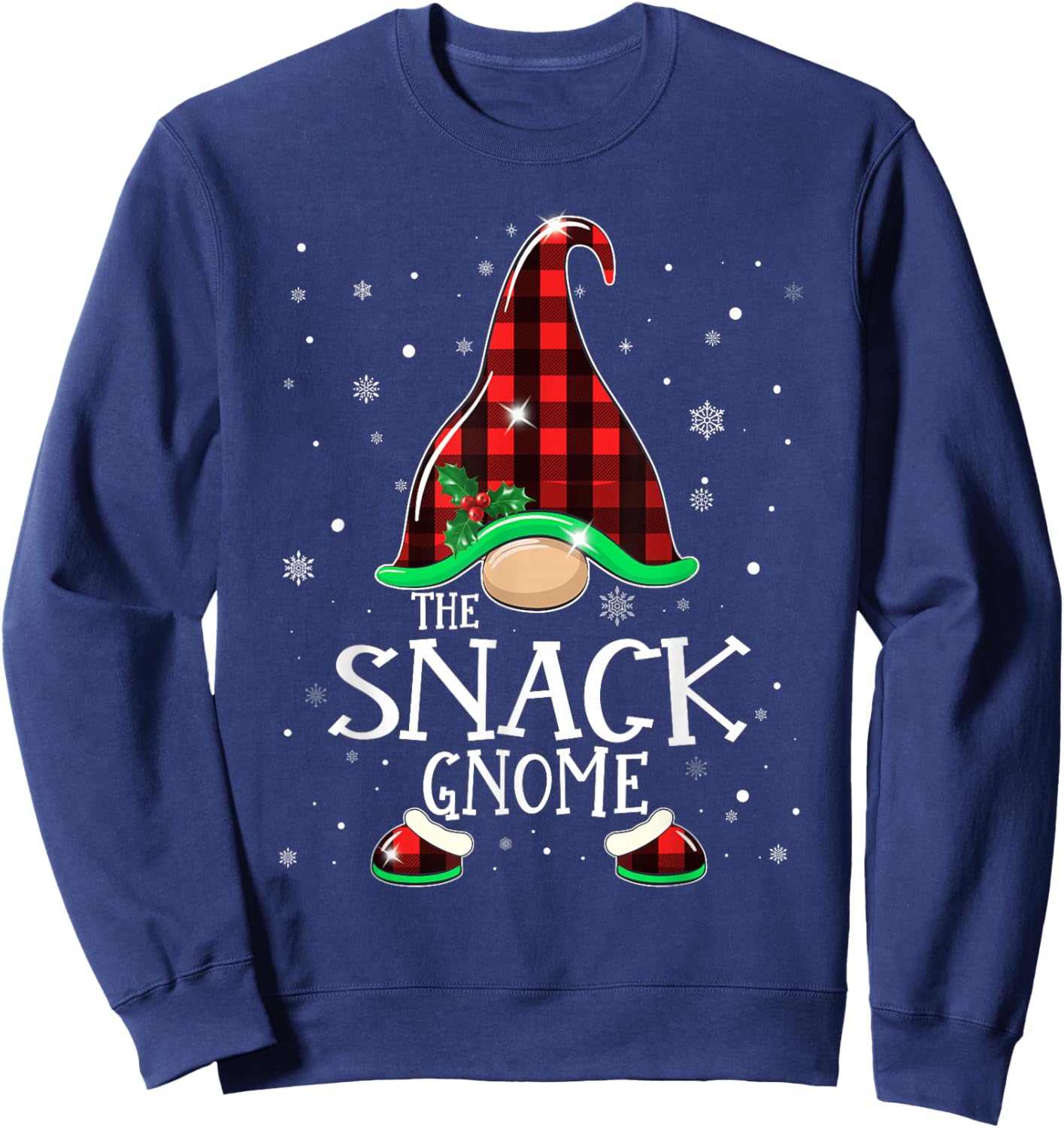 Funny The Snack Gnome Buffalo Matching Christmas Pajama Sweatshirt - Sweatshirt | Navy