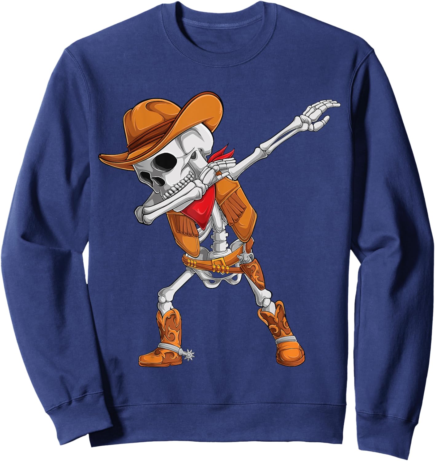 Dabbing Skeleton Cowboy Halloween Costume Kids Boys Men dab Sweatshirt - Sweatshirt | Navy