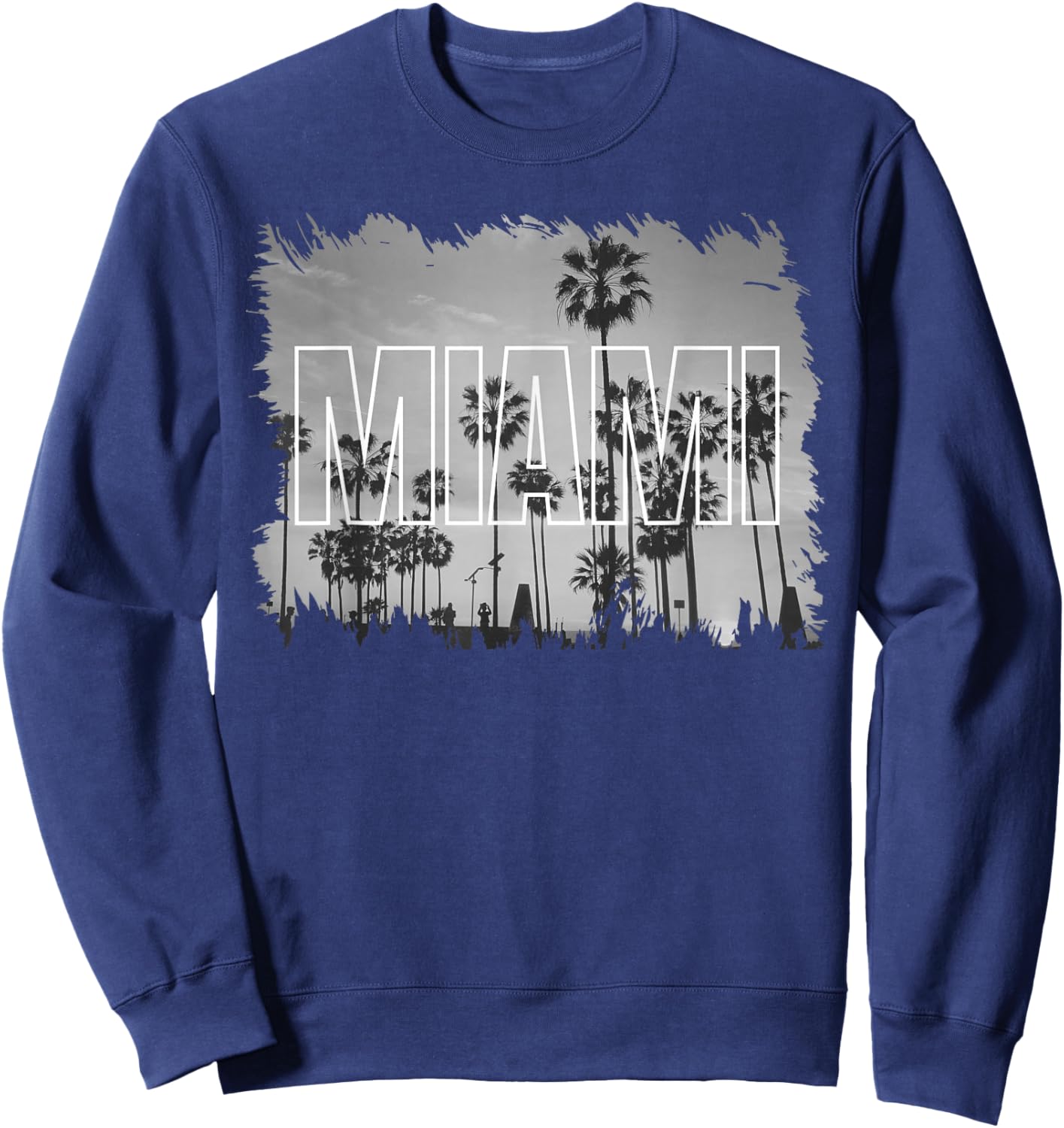 Vintage Miami Black and White Picture Sweatshirt - Sweatshirt | Navy