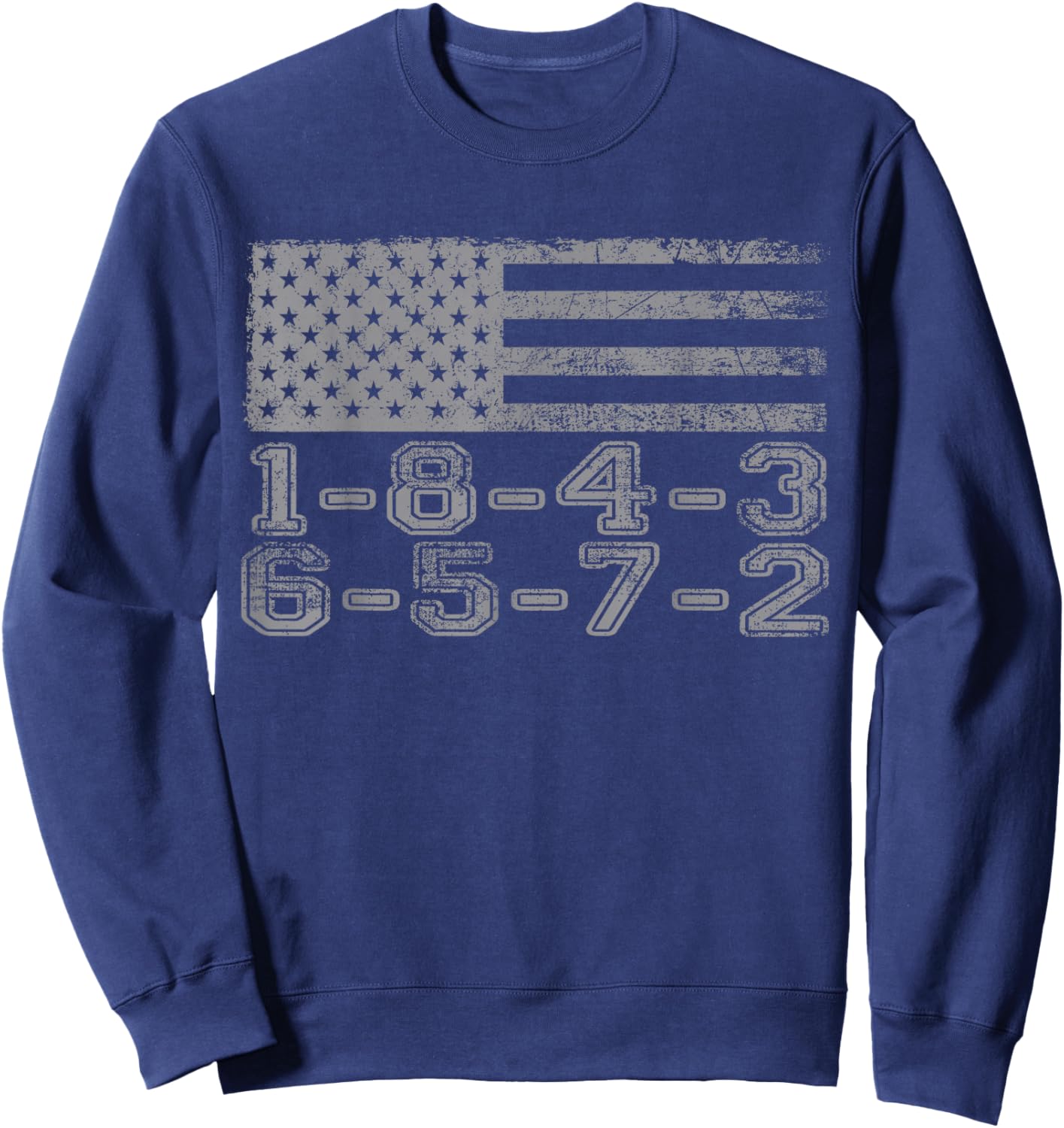 USA Flag 18436572 Firing Order Small Block Engine V8 Block Sweatshirt - Sweatshirt | Navy