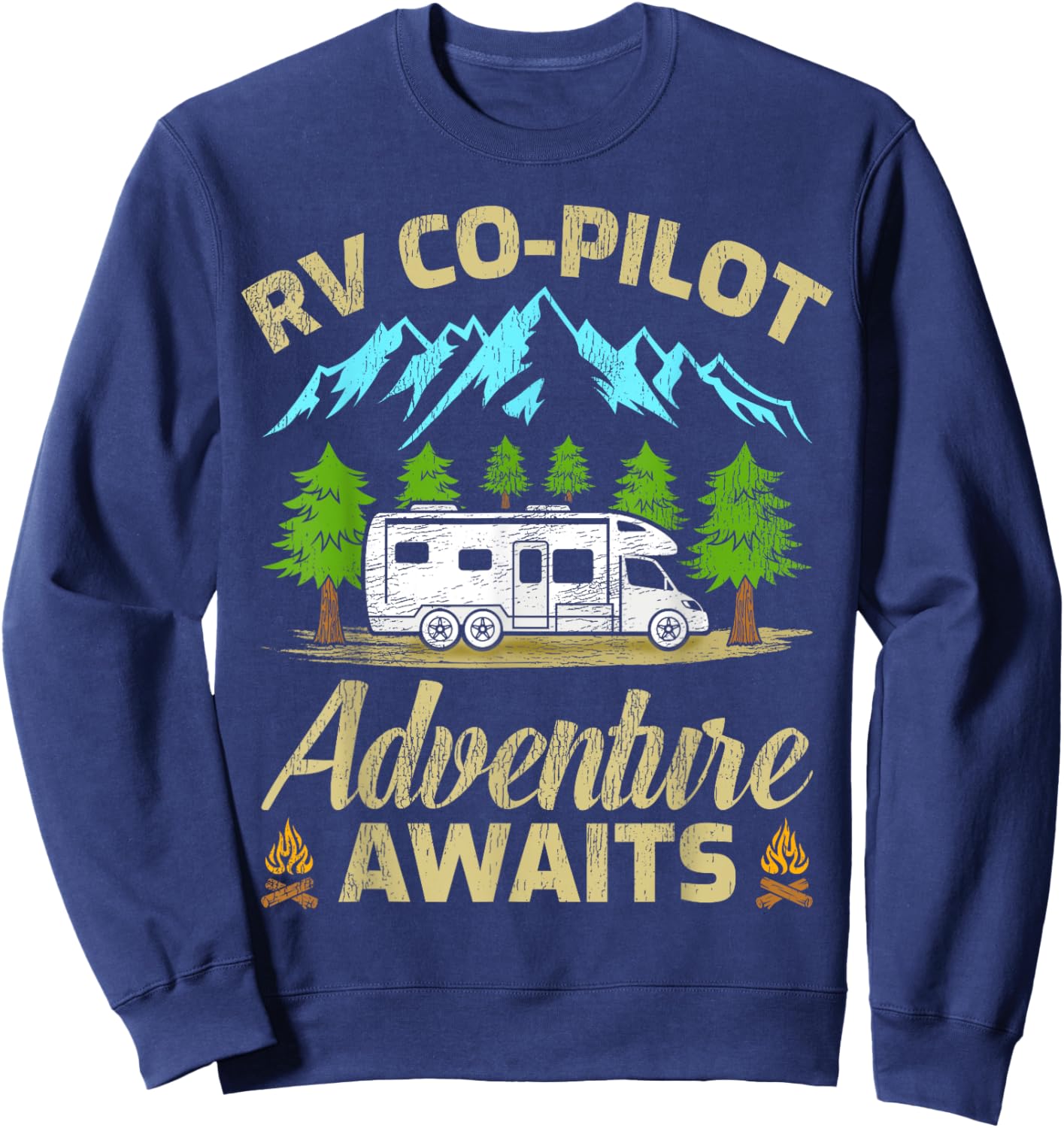 Funny RV Co-Pilot Adventure Awaits RV Camping Sweatshirt - Sweatshirt | Navy