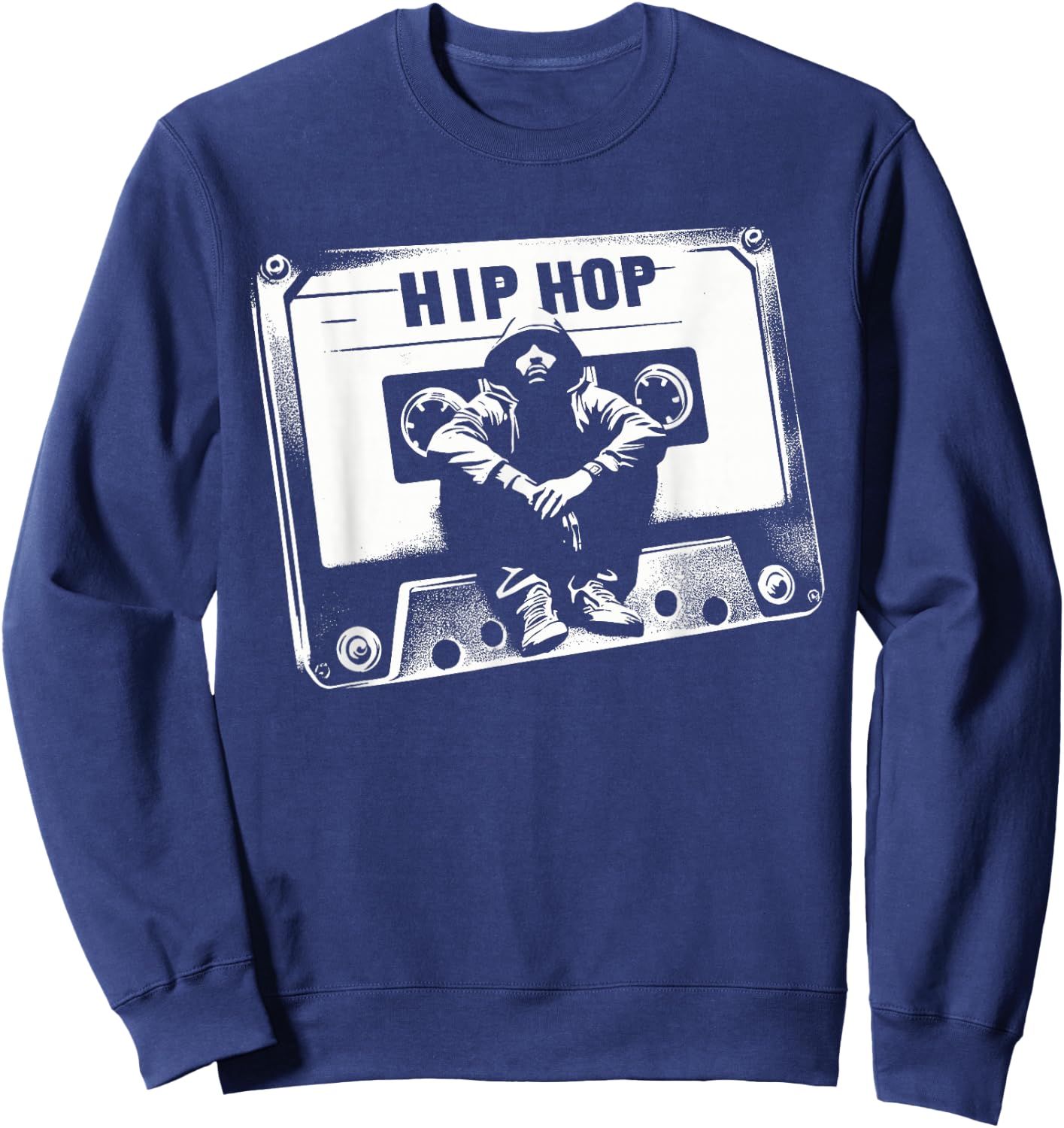 Vintage Cassette Tape Hip Hop Music 80s 90s Retro Graphic Sweatshirt - Sweatshirt | Navy