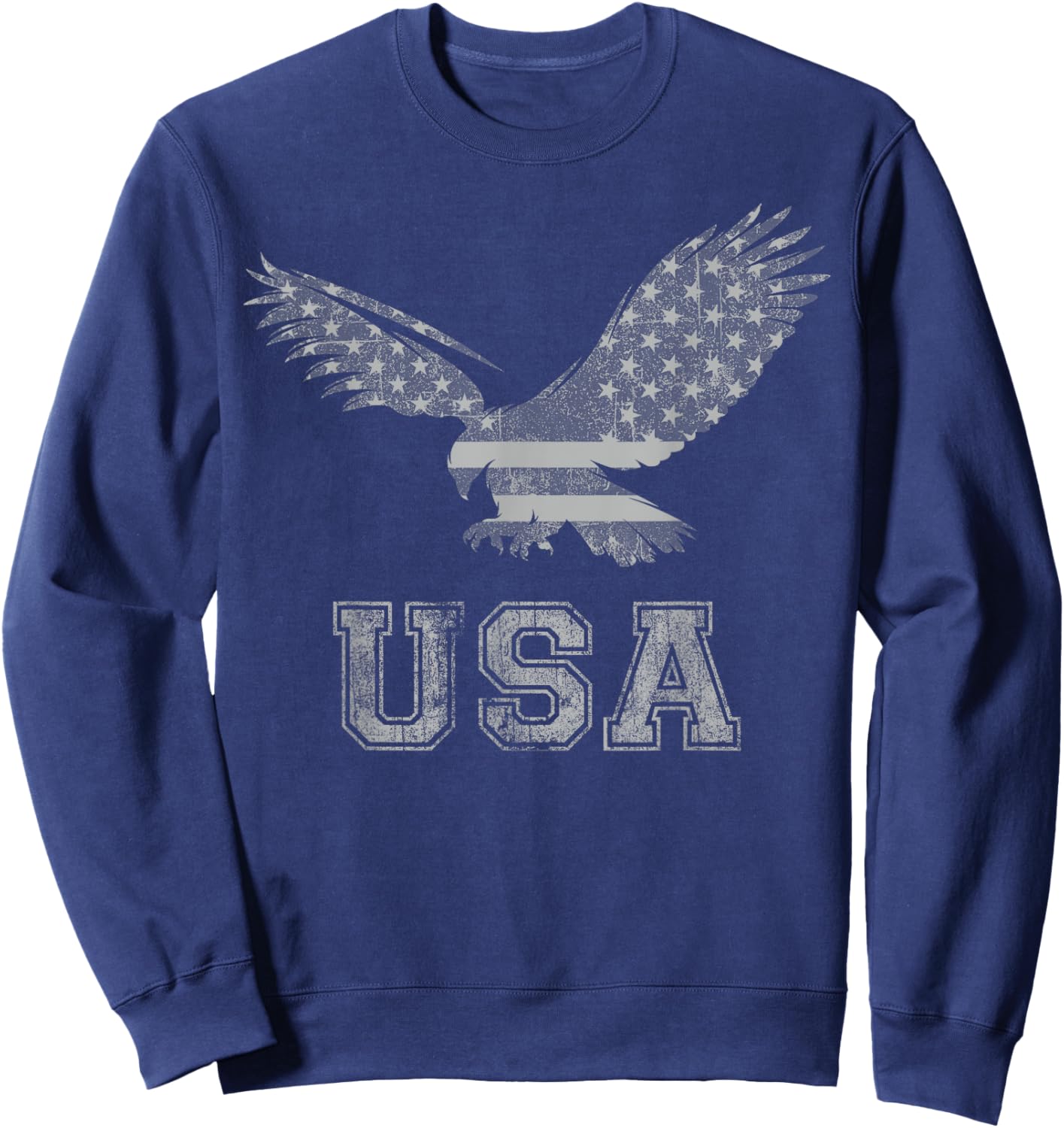 Scruffbag American Eagle Cool Distressed Flag USA Patriotic , -Adults, Black, Small, Short Sleeve, Classic Fit, Cotton, Polyester Sweatshirt - Sweatshirt | Navy