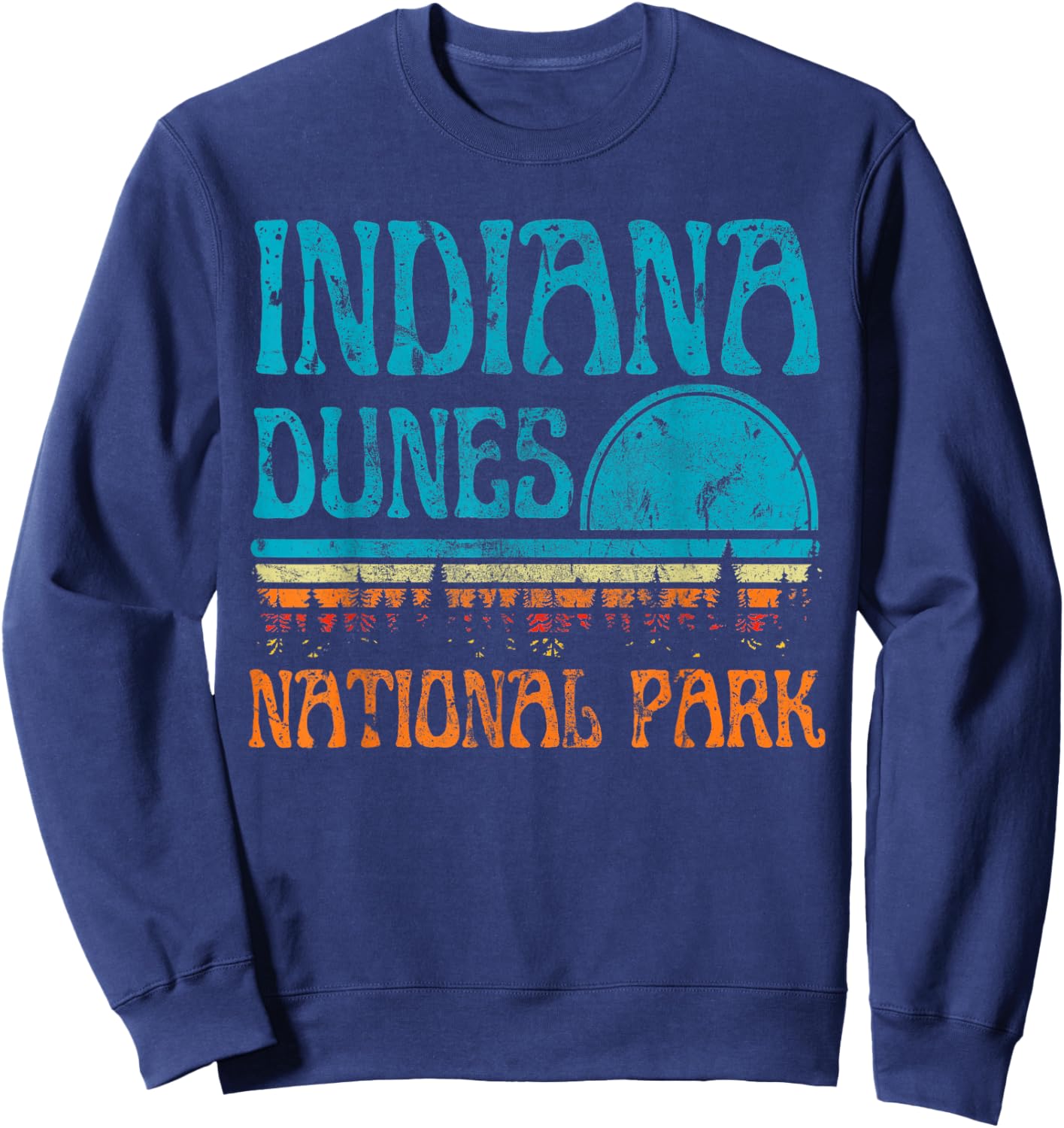 Indiana Dunes National Park Lake Michigan Retro Sunset Sweatshirt - Sweatshirt | Navy
