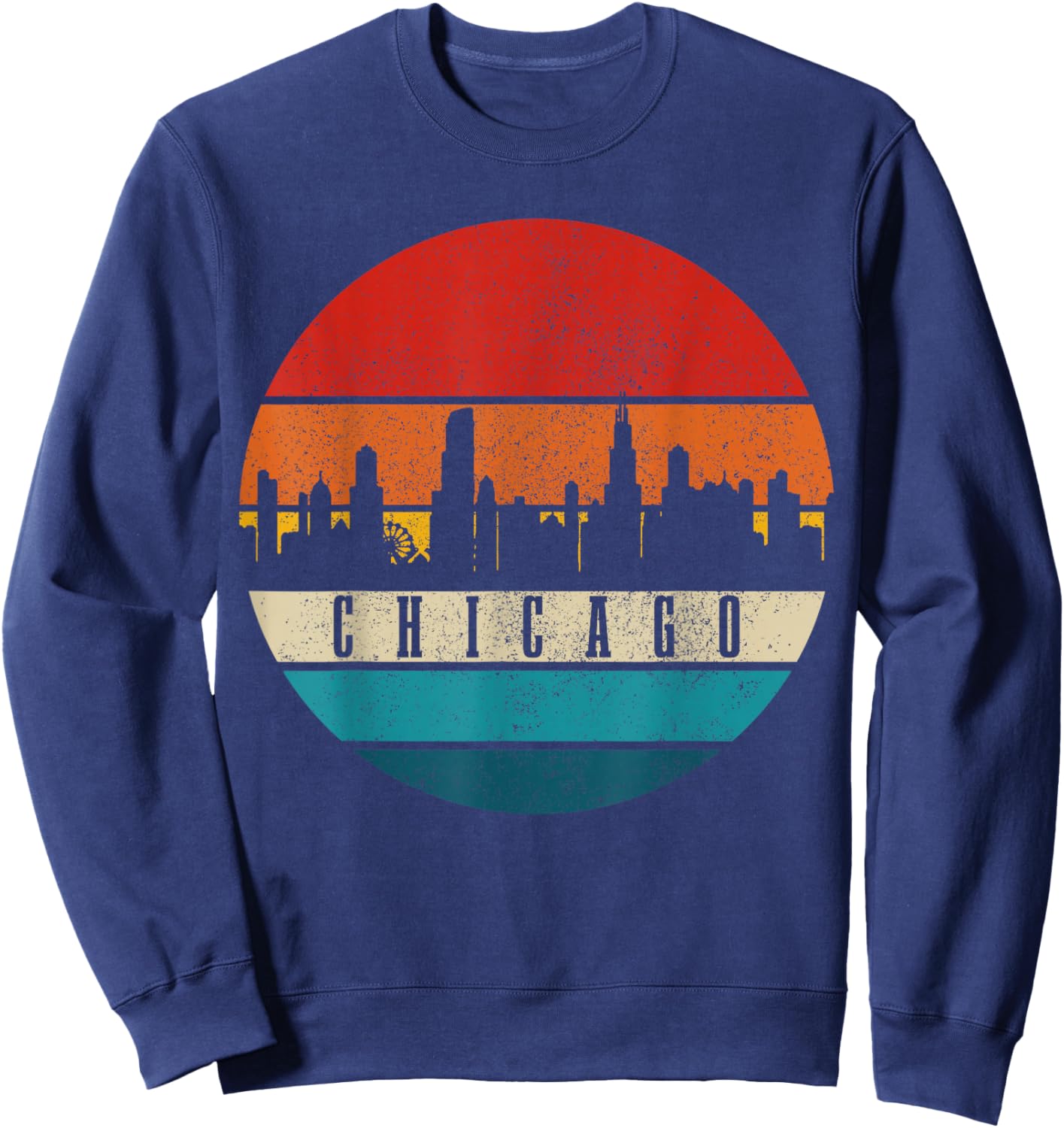 Chicago Illinois Skyline Vintage USA America Souvenir Sweatshirt - Sweatshirt | Navy