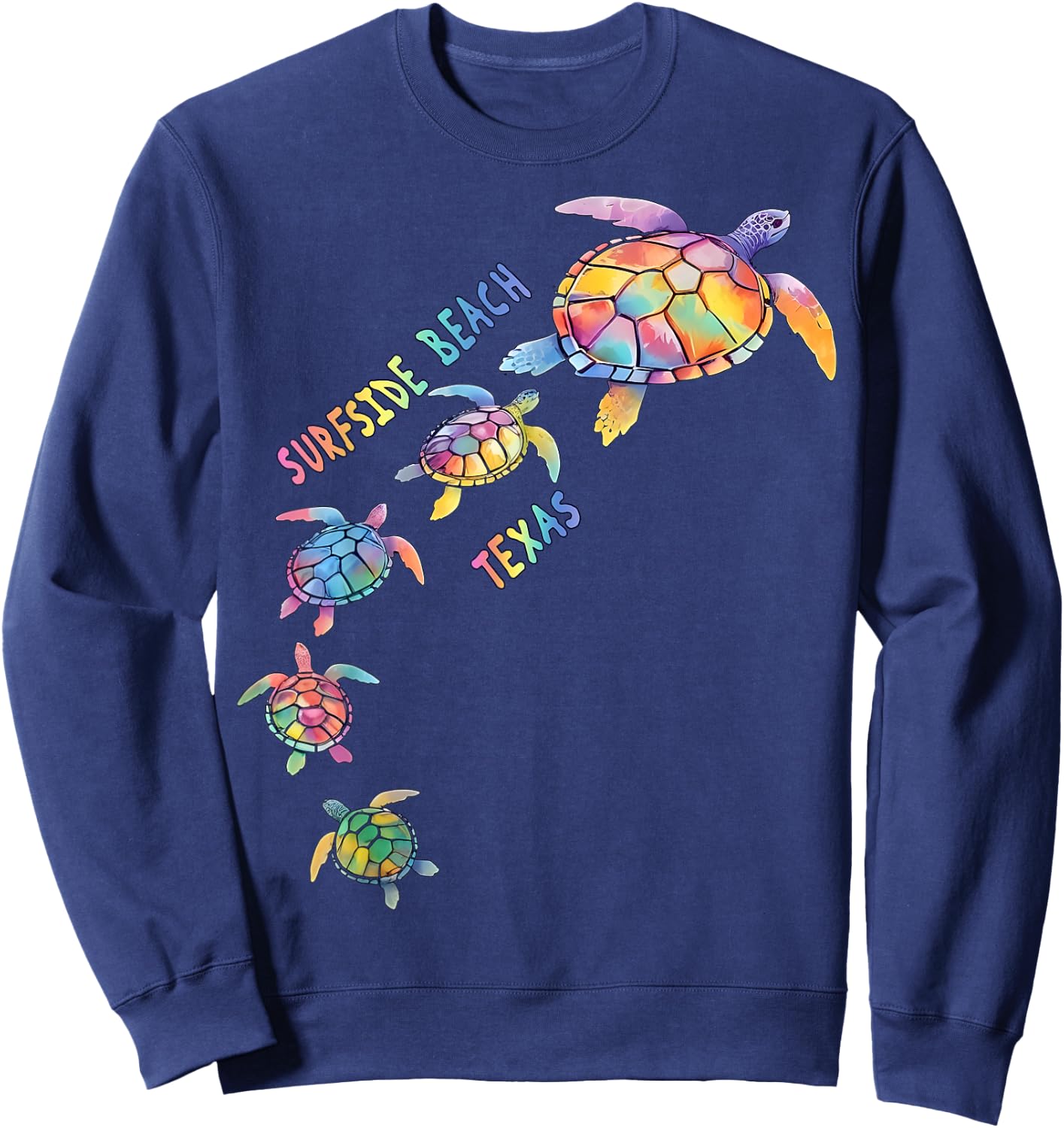 Surfside Beach Texas Sea Turtle Lover Beach Men Women Kids Sweatshirt - Sweatshirt | Navy