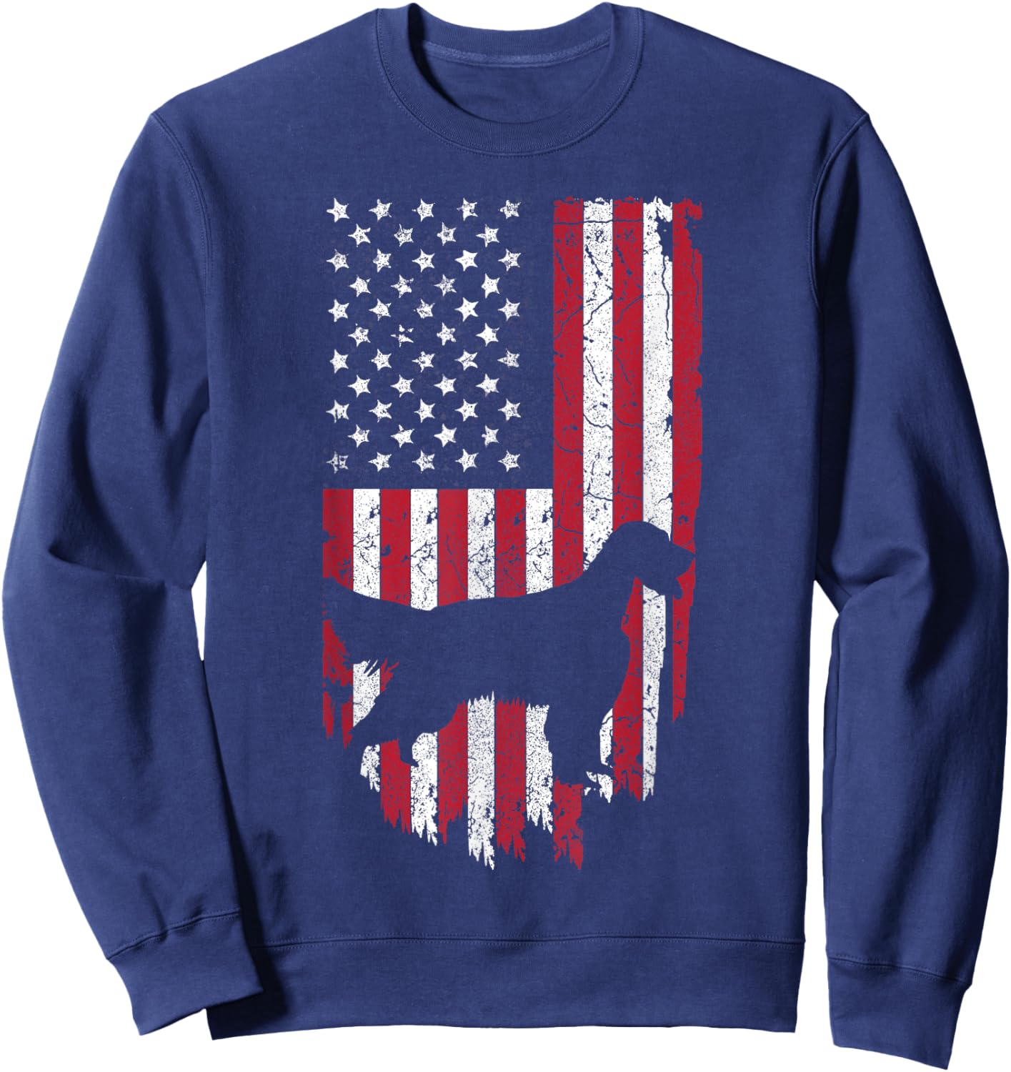 English Setter Dog Silhouette Shirts, 4th Of July USA Flag Kids Men Sweatshirt - Sweatshirt | Navy