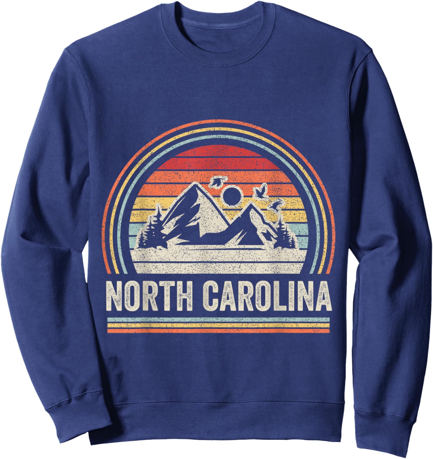 Retro Vintage North Carolina NC Mountains Sweatshirt - Sweatshirt | Navy