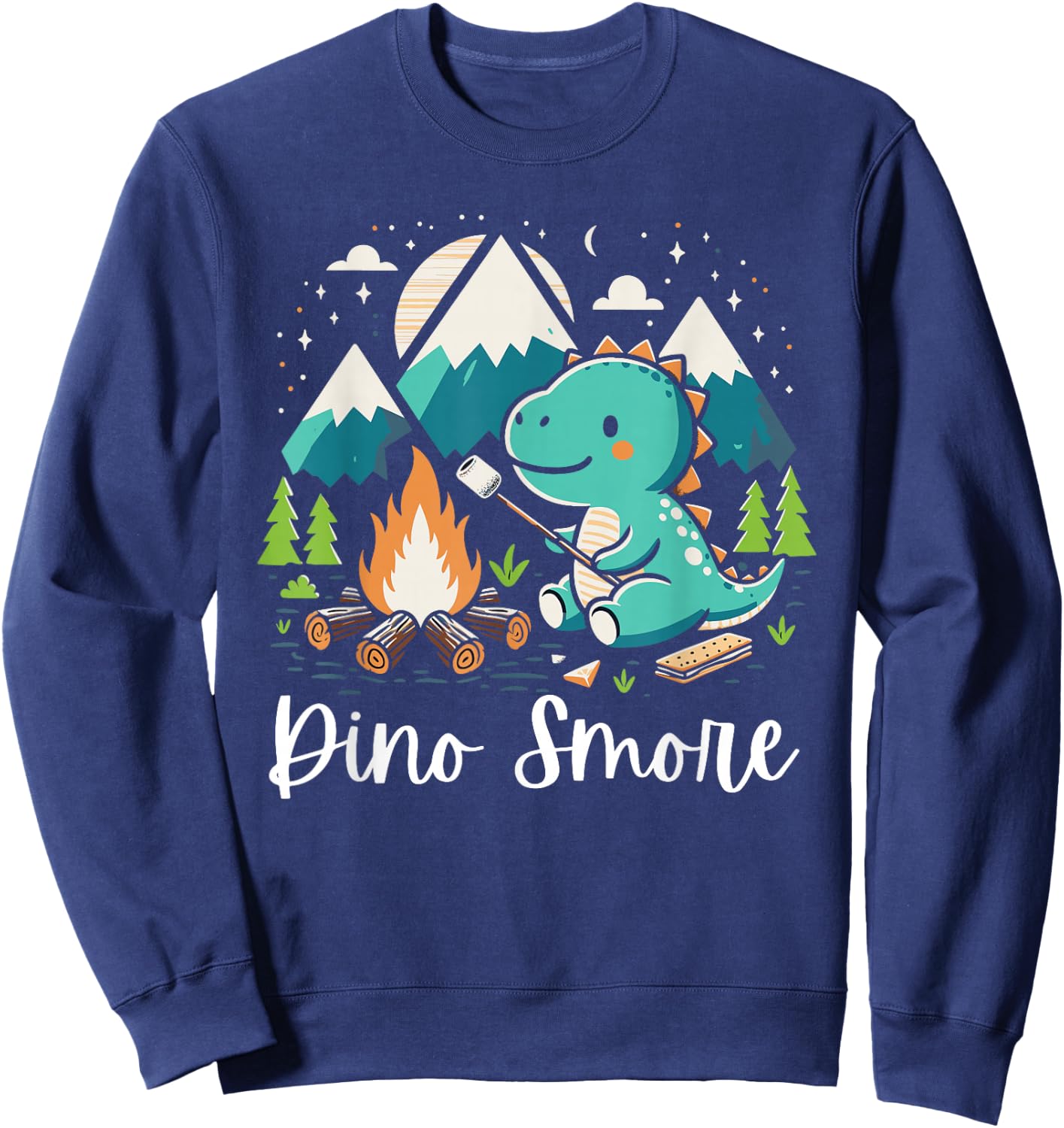 Dino Smore Funny Camping Dinosaur Camper Campfire Sweatshirt - Sweatshirt | Navy