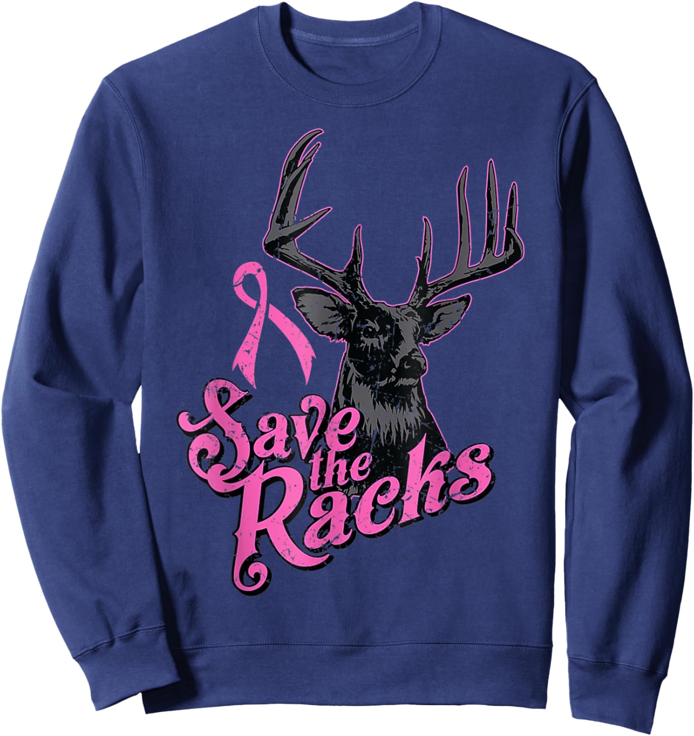 Save the Racks - Breast Cancer Awareness Sweatshirt - Sweatshirt | Navy