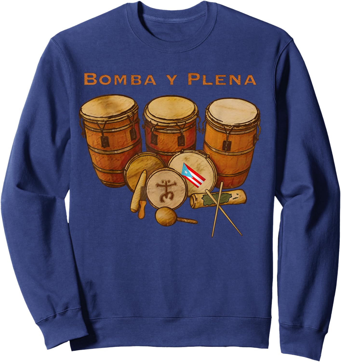 Puerto Rico Bomba y Plena Boricua Sweatshirt - Sweatshirt | Navy