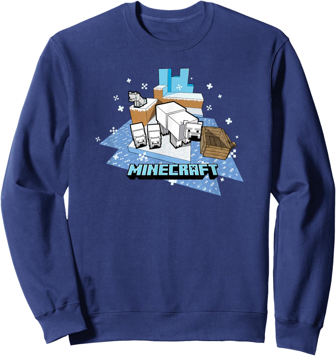 Minecraft Winter Mobs Polar Bears and Wolf Sweatshirt - Sweatshirt | Navy