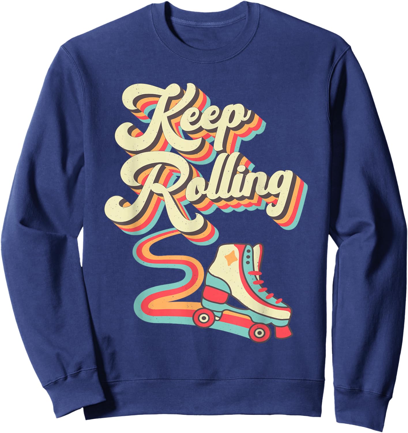 Cool Roller Skating Skate Girl 1970S Retro Sweatshirt - Sweatshirt | Navy
