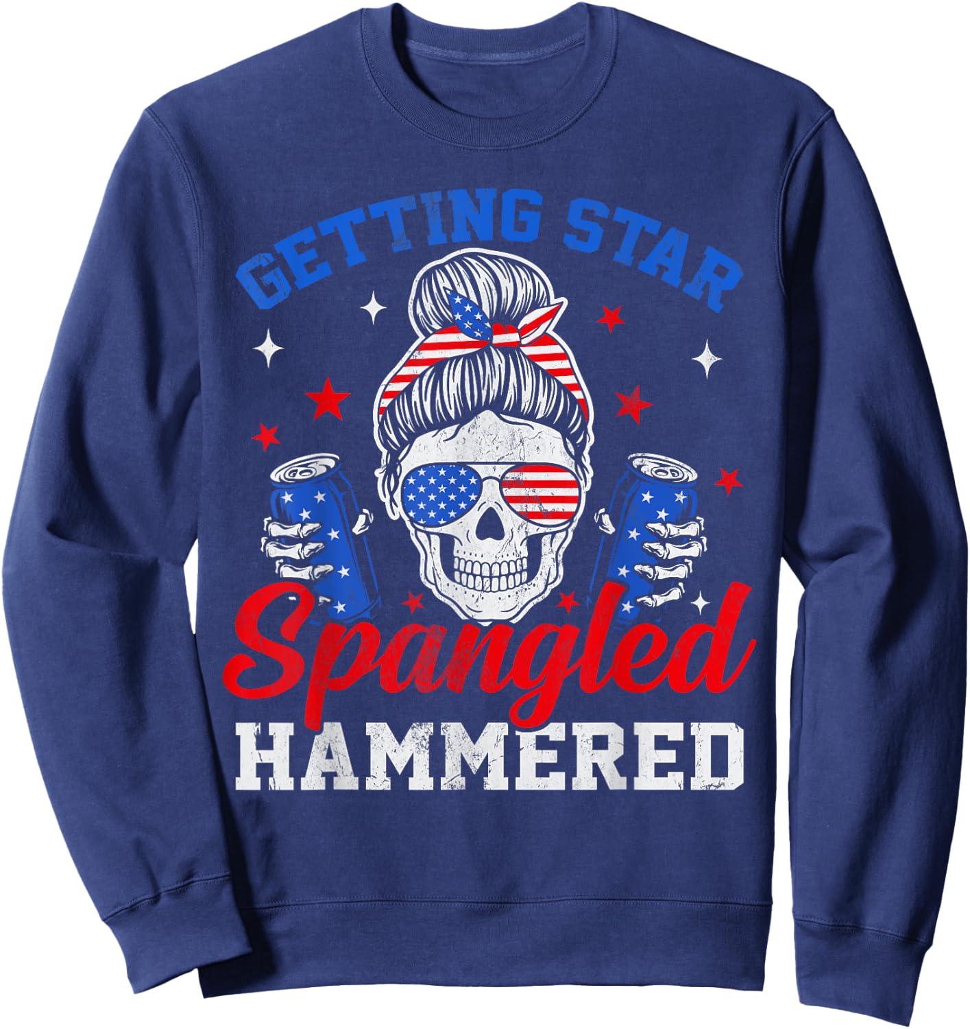 Retro Getting Star Spangled Hammered America 4th Of July Sweatshirt - Sweatshirt | Navy