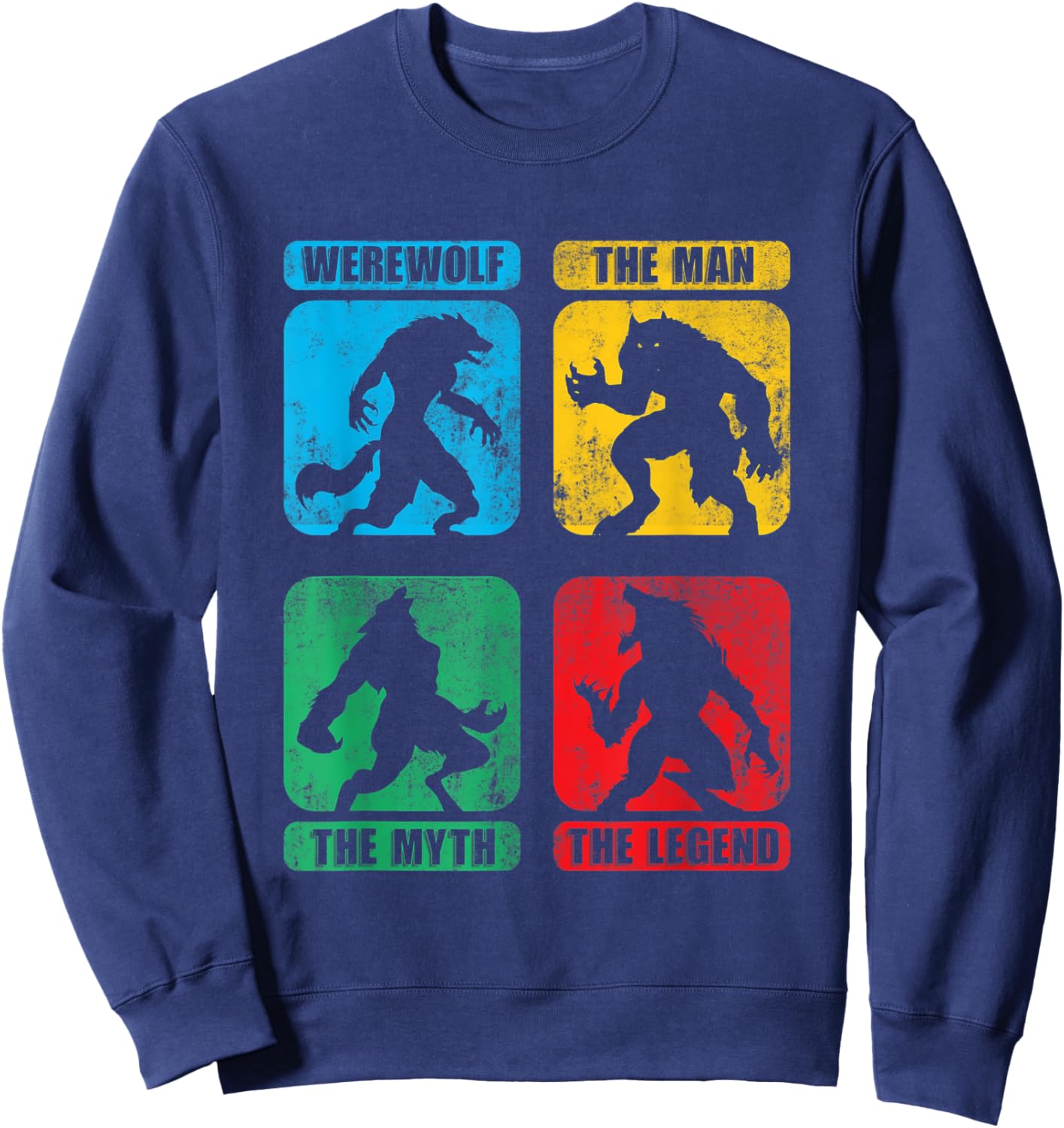 Werewolf The Man The Myth The Legend 4 Box Design Sweatshirt - Sweatshirt | Navy