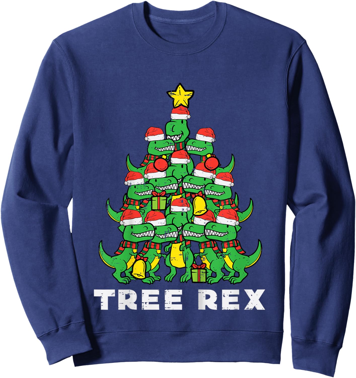 Kids Tree Rex Dinosaurs Kids Xmas Toddler Boys Christmas Pajamas Sweatshirt - Sweatshirt | Navy