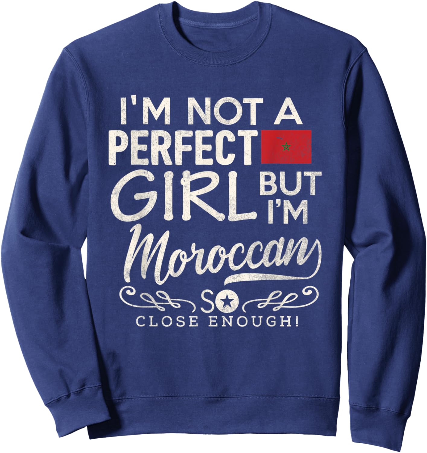 Morocco Flag Girl Shirt Moroccan Pride Souvenir Women Sweatshirt - Sweatshirt | Navy