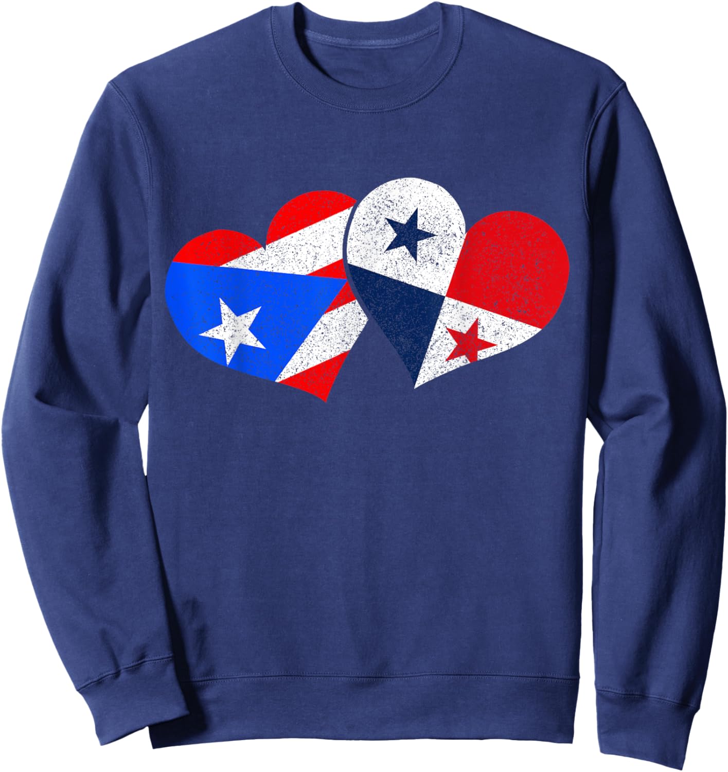 Puerto Rico & Panama Heart Pride Heritage Puerto Rican Flag Sweatshirt - Sweatshirt | Navy