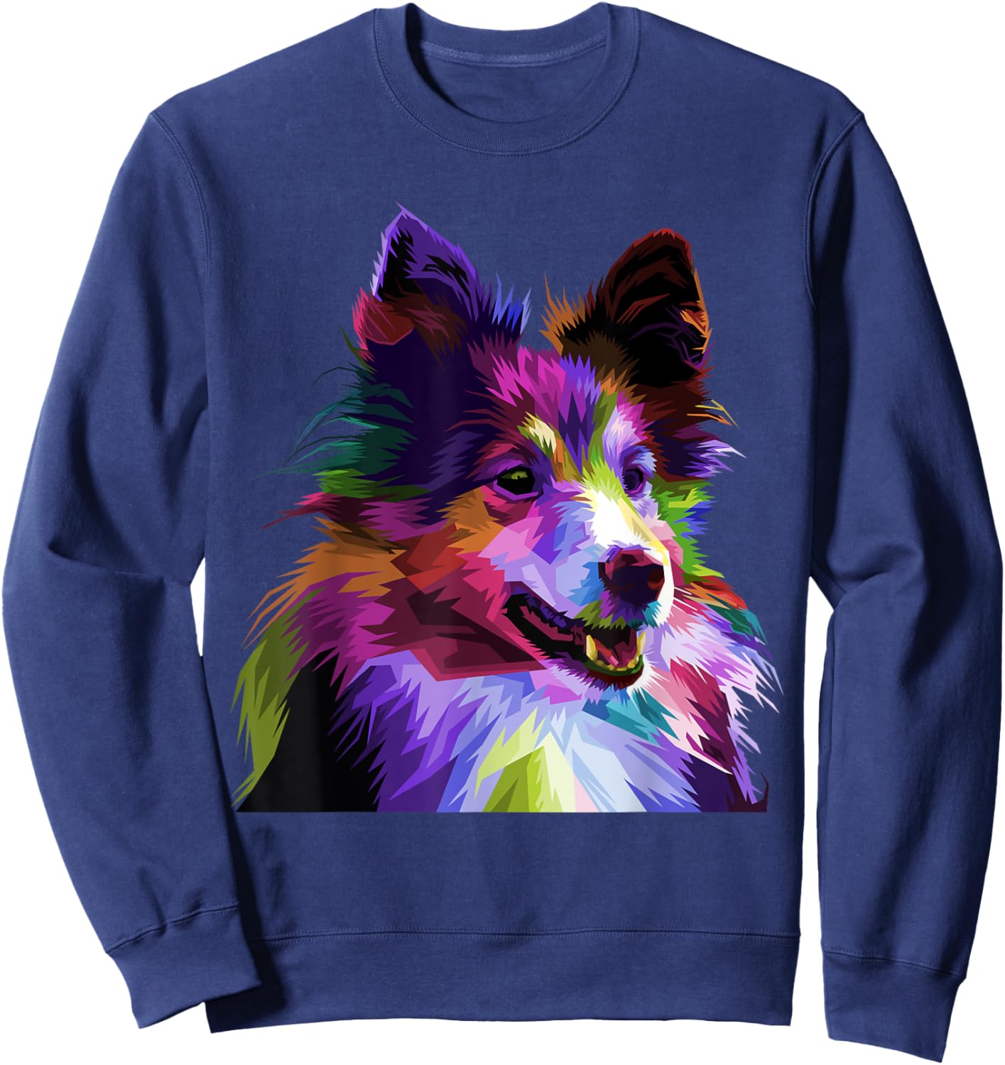 Sheltie Rough Collie Colorful Pop Art Portrait Dog Owners Sweatshirt - Sweatshirt | Navy