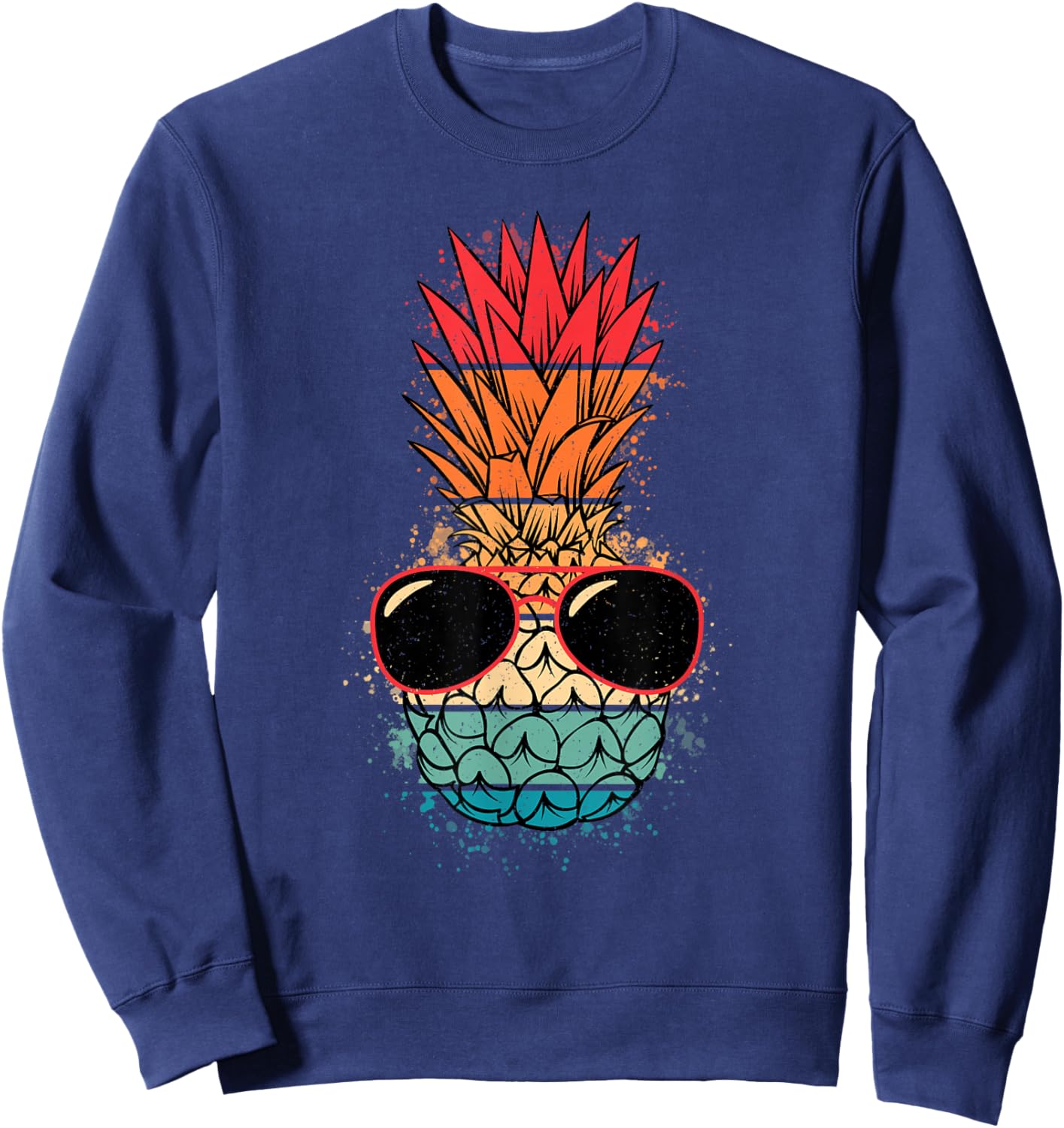 Tropical Hawaiian Pineapple Sunglasses Funny Men Women Kids Sweatshirt - Sweatshirt | Navy