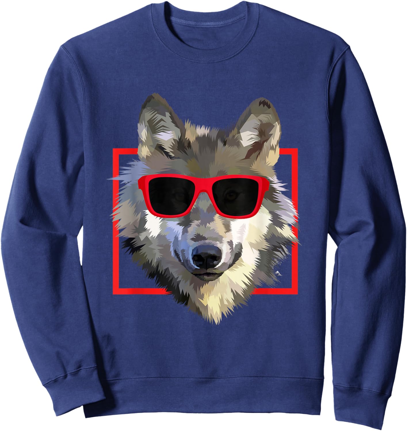 Wolves Animal Wolf in Cool Sunglass Frame Funny Gift Sweatshirt - Sweatshirt | Navy