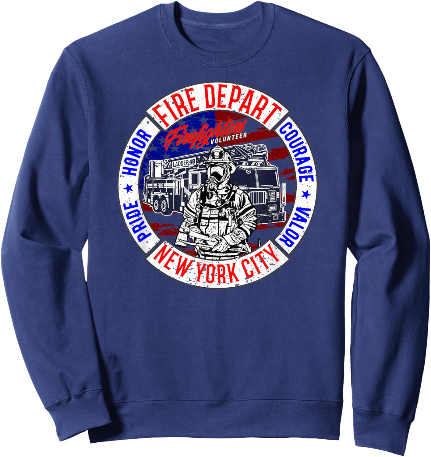 Firefighter Truck Gear Fire Department New York Firefighters Sweatshirt - Sweatshirt | Navy