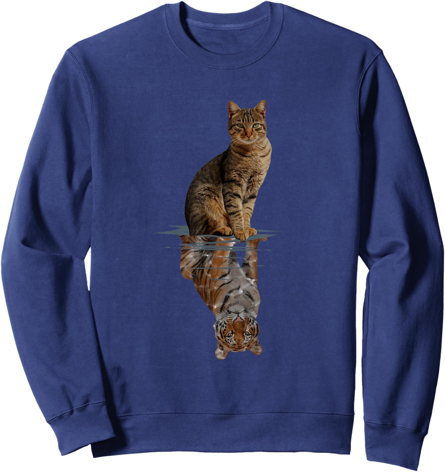 Cats Tiger Reflection Mirror Animal Cats Lovers Sweatshirt - Sweatshirt | Navy