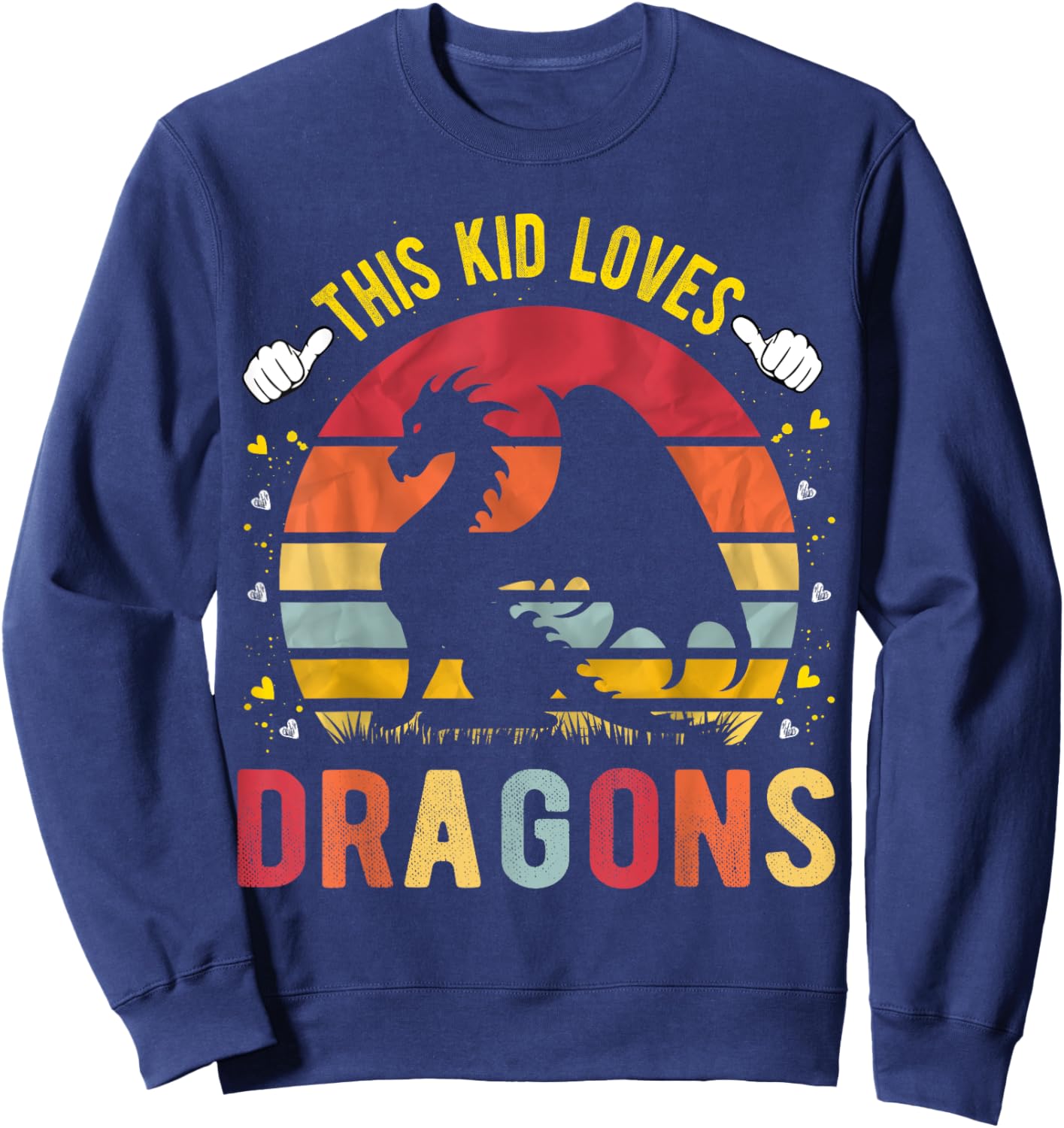 This Kid Loves Dragons Boys and Girls Dragon Gift Sweatshirt - Sweatshirt | Navy