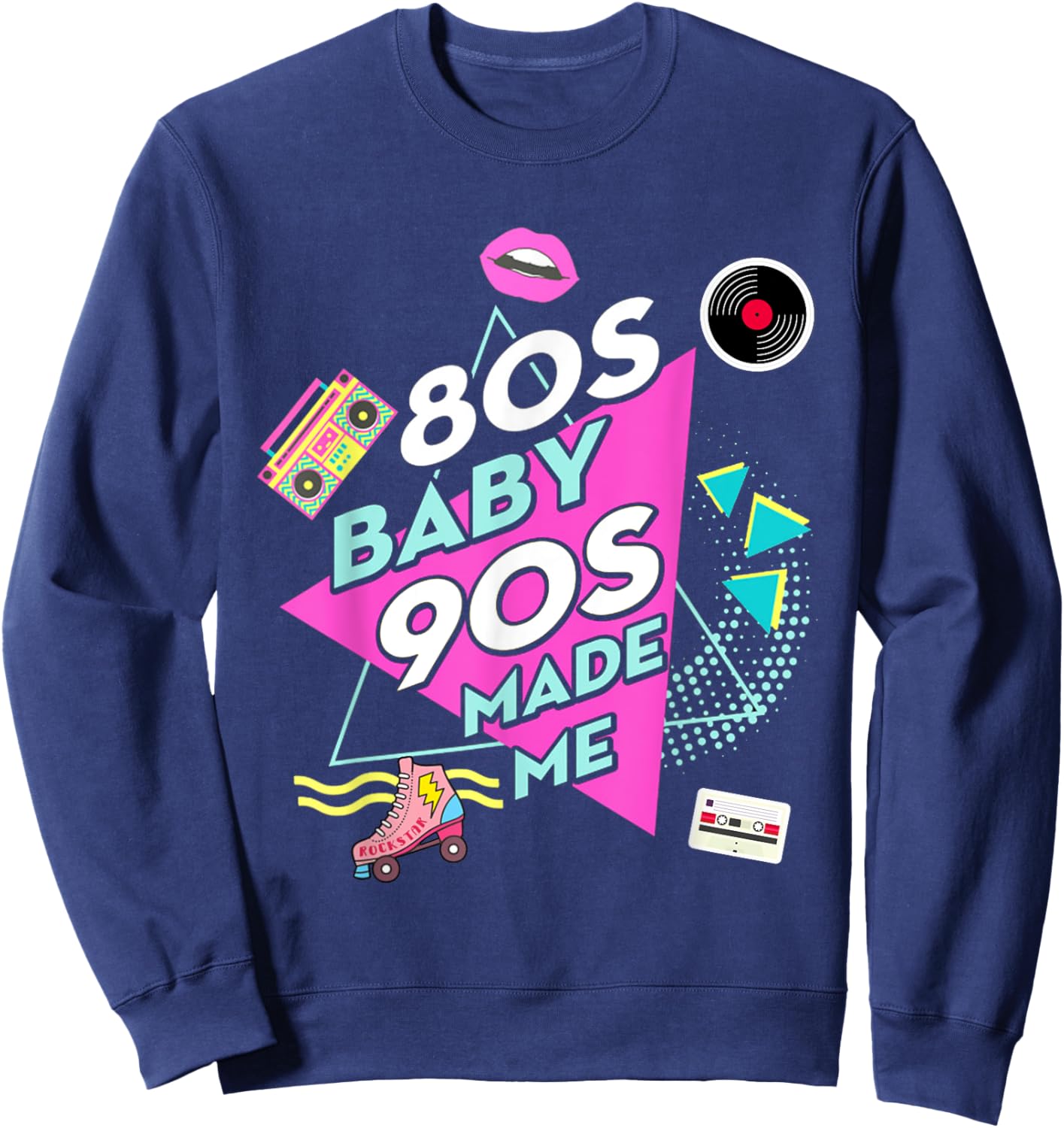 1980s 80's Baby 1990s 90's Outfit Costume Retro Party Theme Sweatshirt - Sweatshirt | Navy