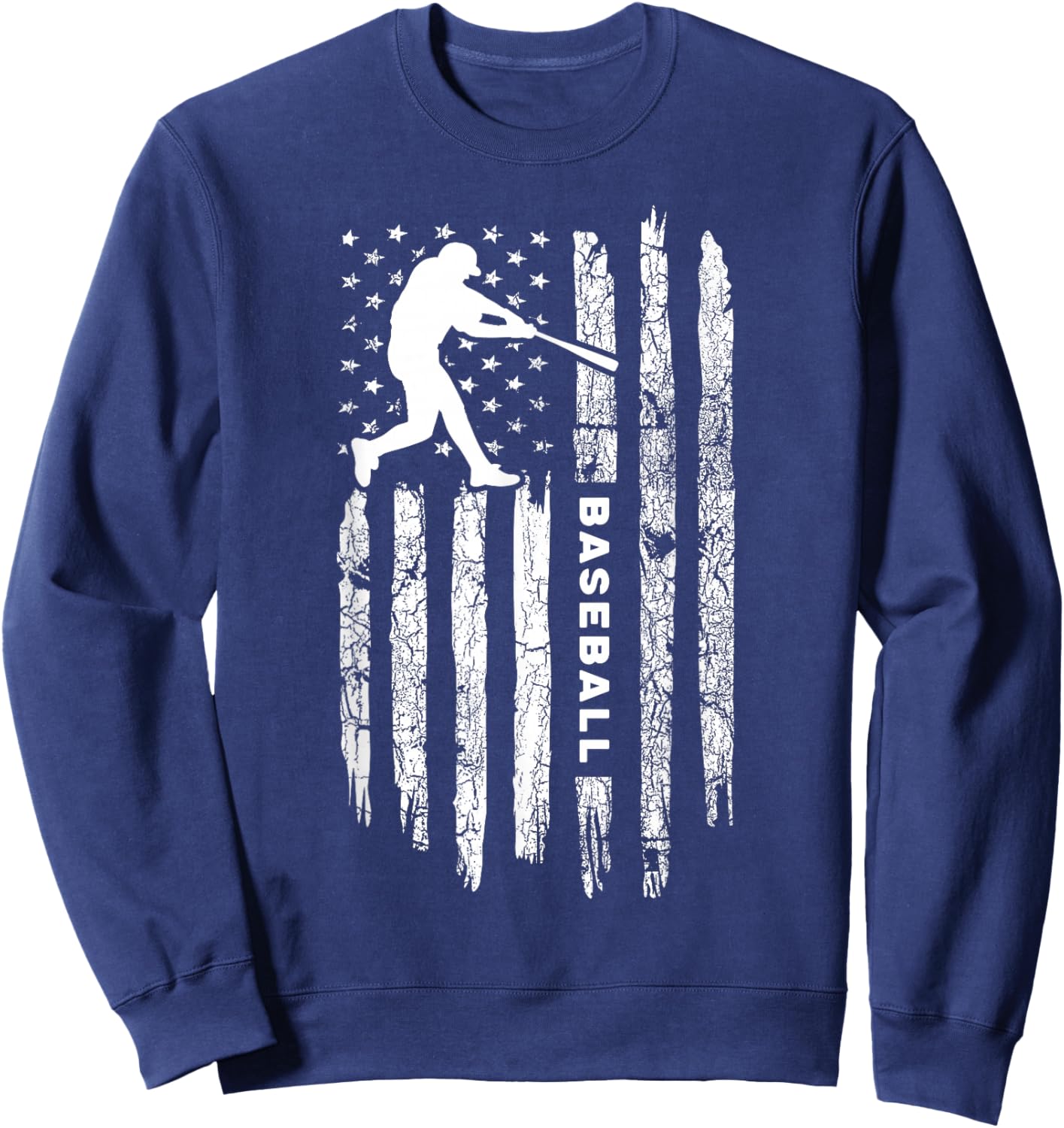 American Flag Baseball Apparel - Vintage Baseball Sweatshirt - Sweatshirt | Navy