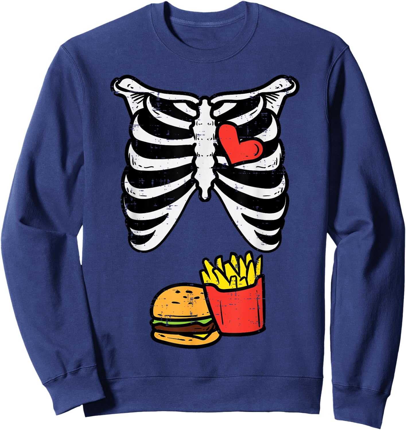 Halloween Skeleton Fries Burger Xray Costume Men Kids Women Sweatshirt - Sweatshirt | Navy