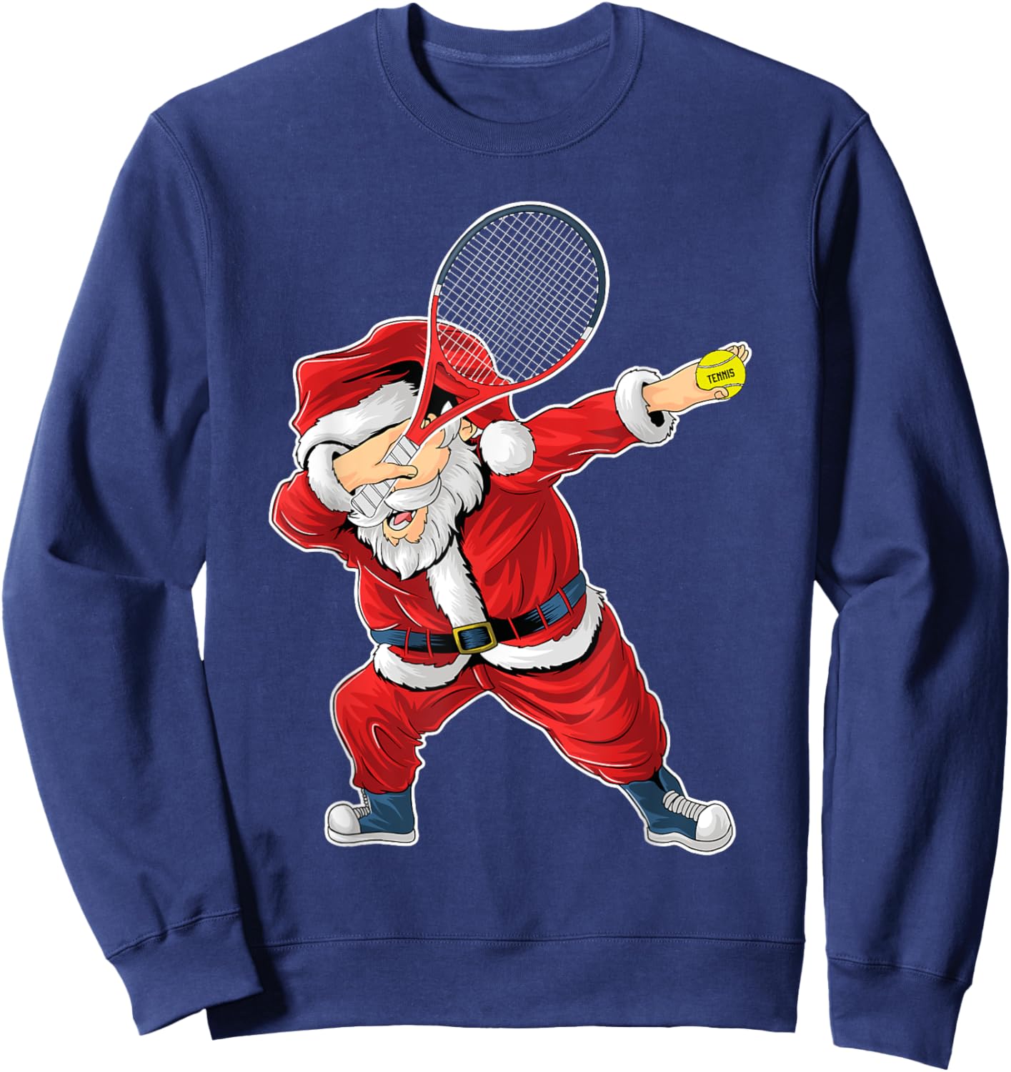 Santa Claus Tennis Player Funny Tennis Christmas Sweatshirt - Sweatshirt | Navy