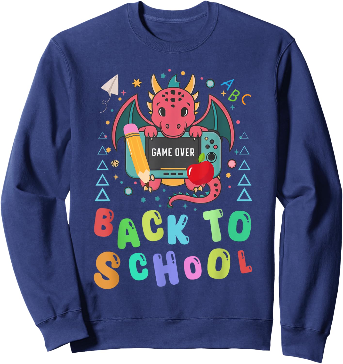 Funny Game Over Back To School Dragon Video Game Women Girls Kids Sweatshirt - Sweatshirt | Navy