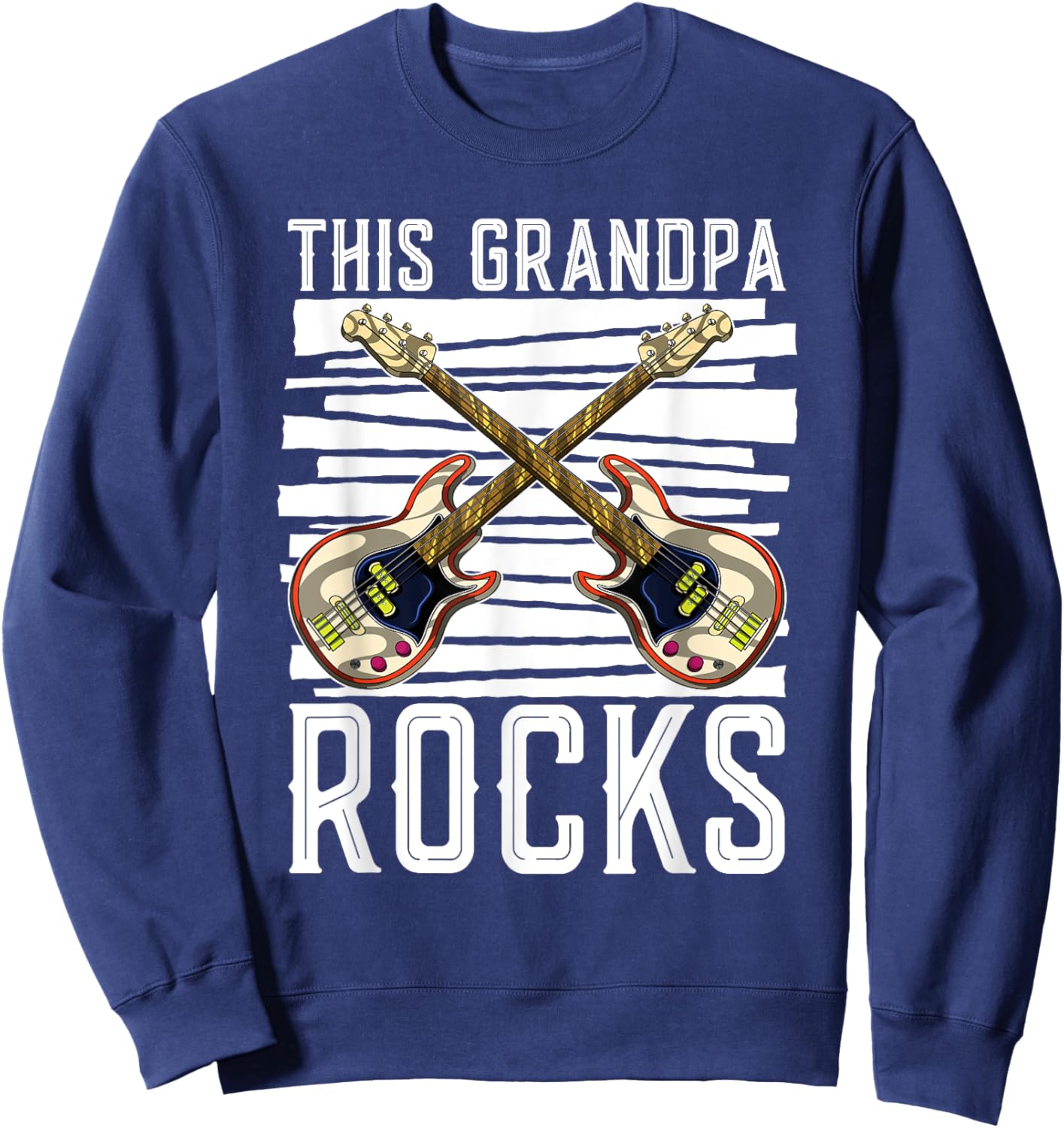 Funny Bassist Musician This Grandpa Rocks Bass Guitar Sweatshirt - Sweatshirt | Navy