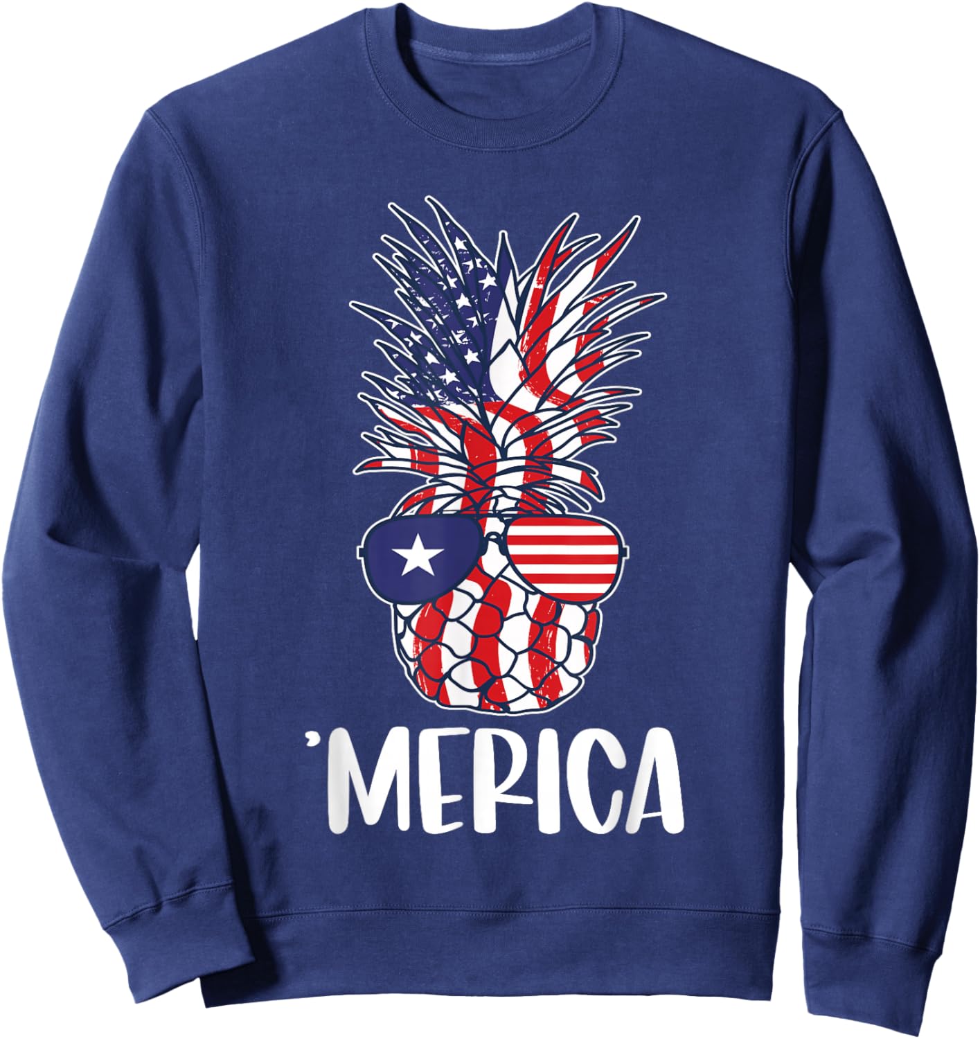 Pineapple Sunglasses 4th Of July Patriotic Pineapple Kids Men Sweatshirt - Sweatshirt | Navy