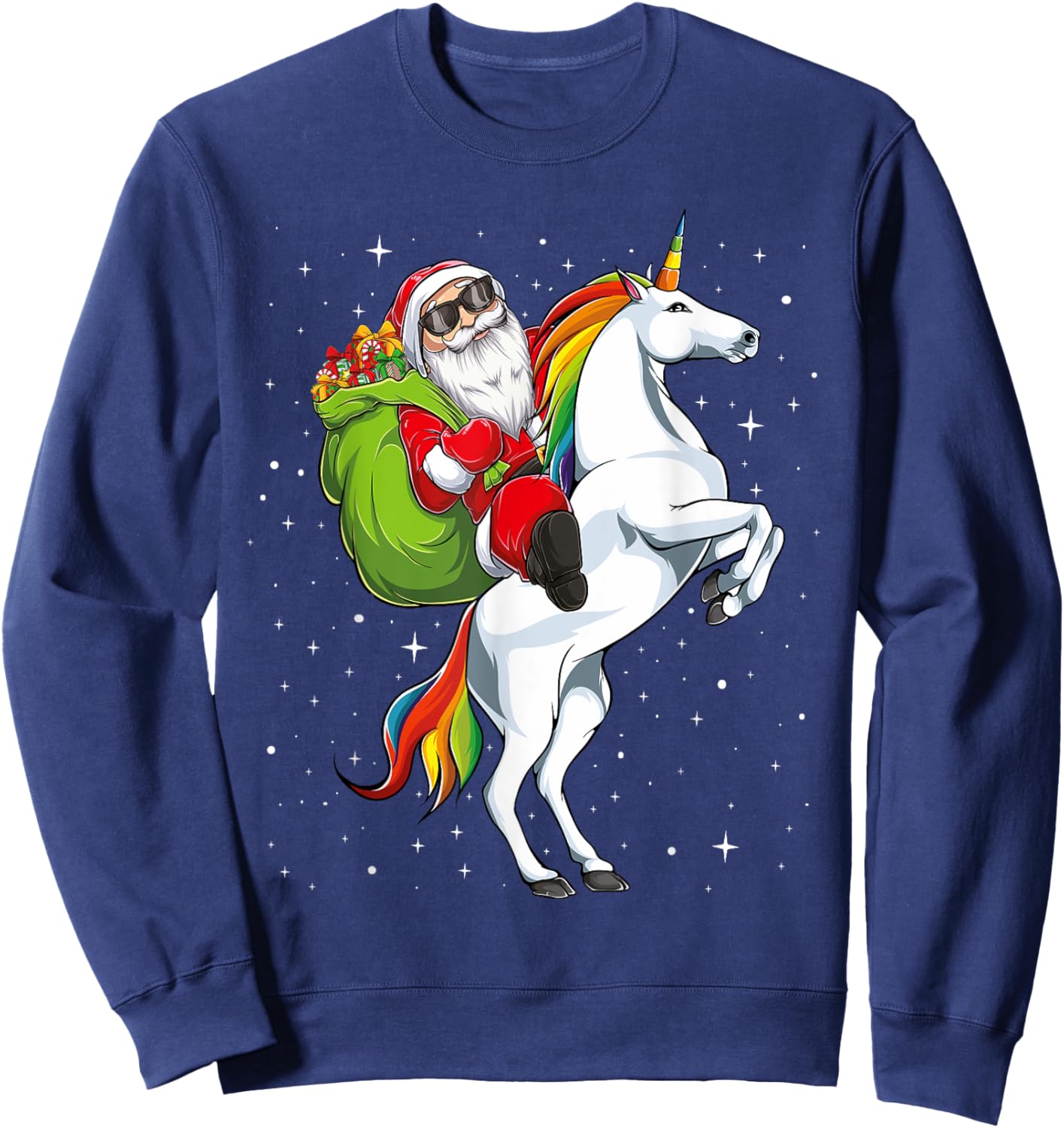 Christmas Santa Riding Unicorn horse Girls Kids Women pajama Sweatshirt - Sweatshirt | Navy