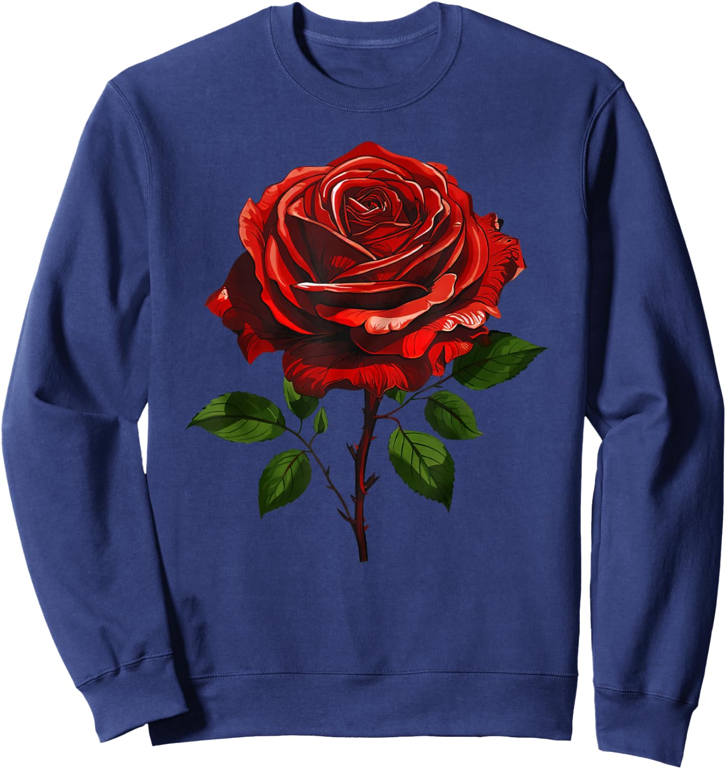 Single Red Rose Flower Sweatshirt - Sweatshirt | Navy