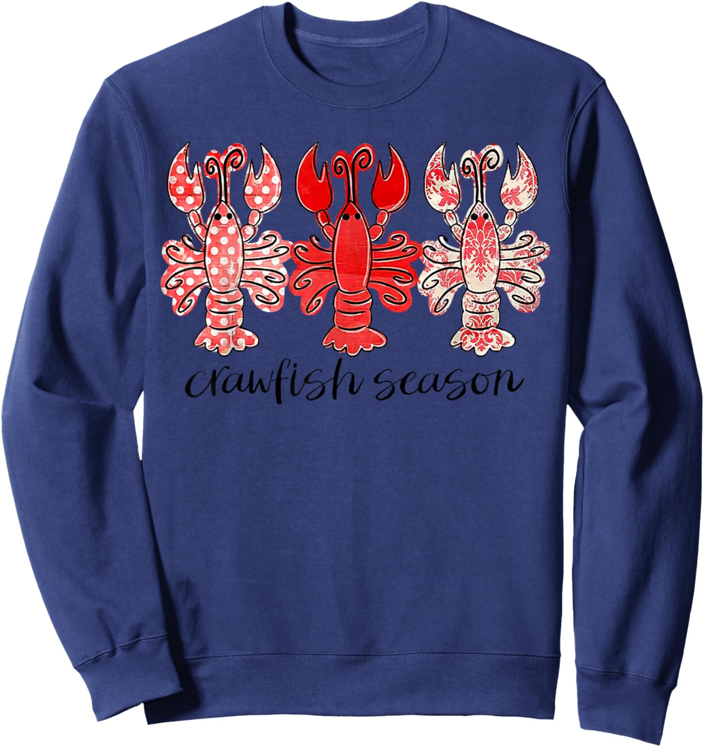 Crawfish Season Crawfish Shirt, Love Crawfish , -Adults, Grey, Small, Short Sleeve Sweatshirt - Sweatshirt | Navy