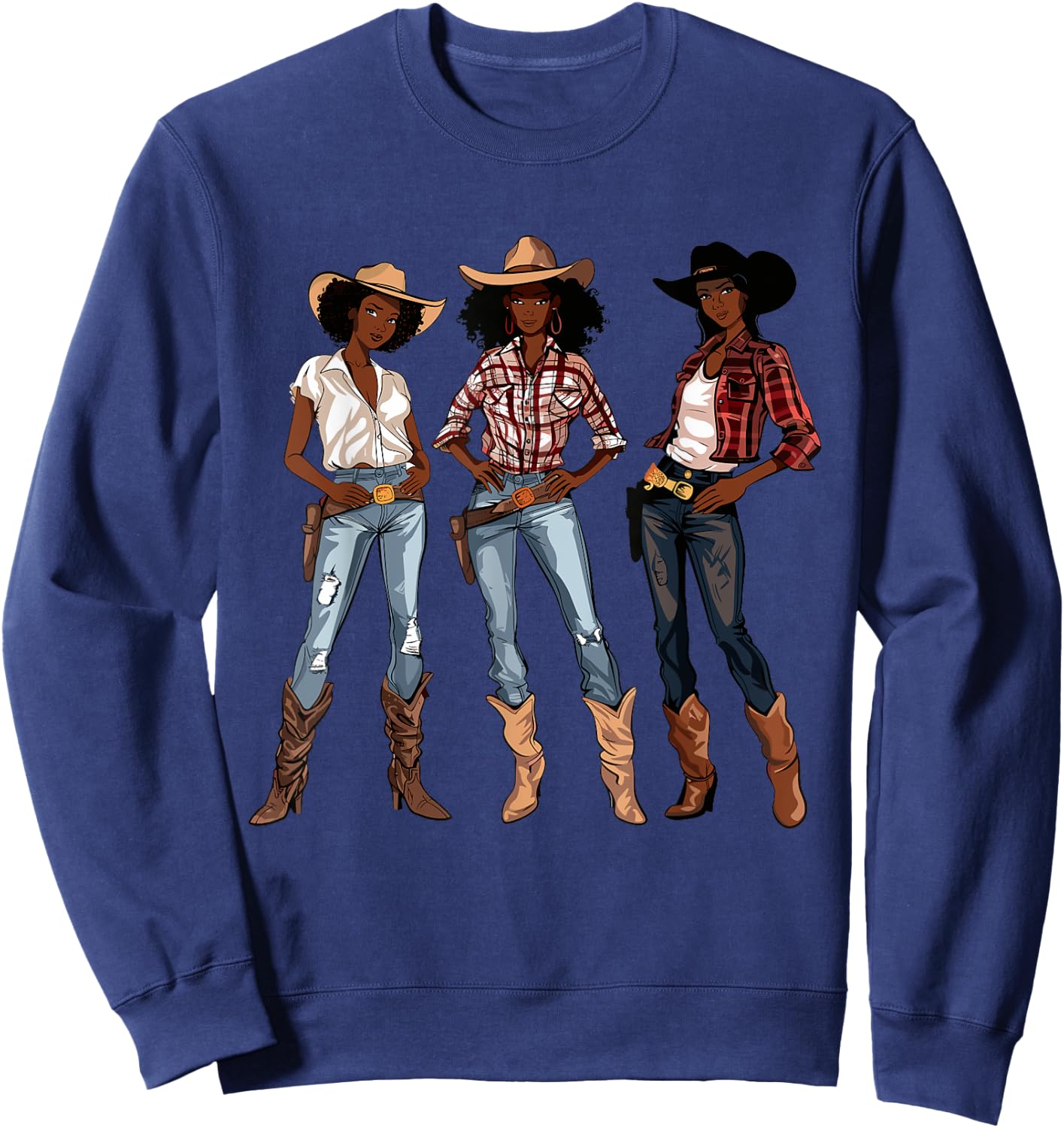 Black African American Cowgirl Western Country Texas Rodeo Sweatshirt - Sweatshirt | Navy