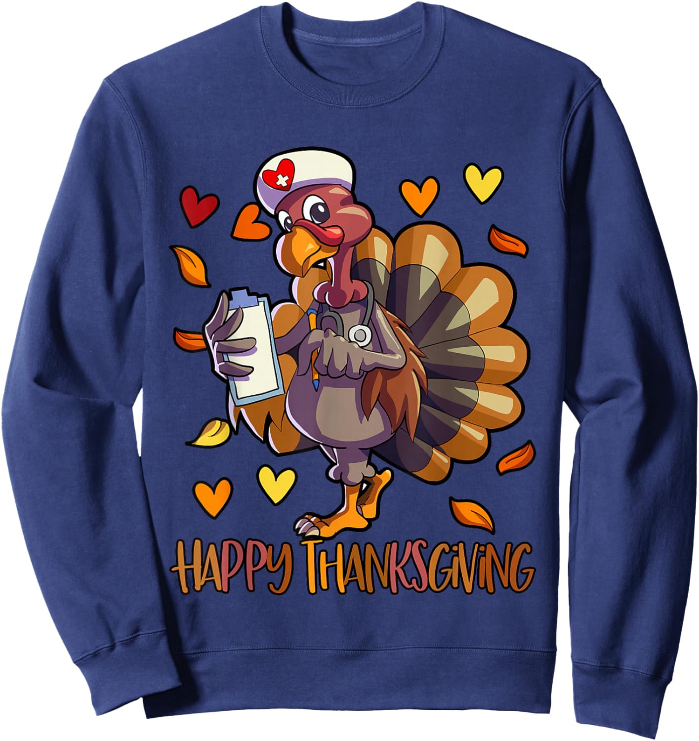Turkey Nurse Thanksgiving Women Holiday Nursing Sweatshirt - Sweatshirt | Navy