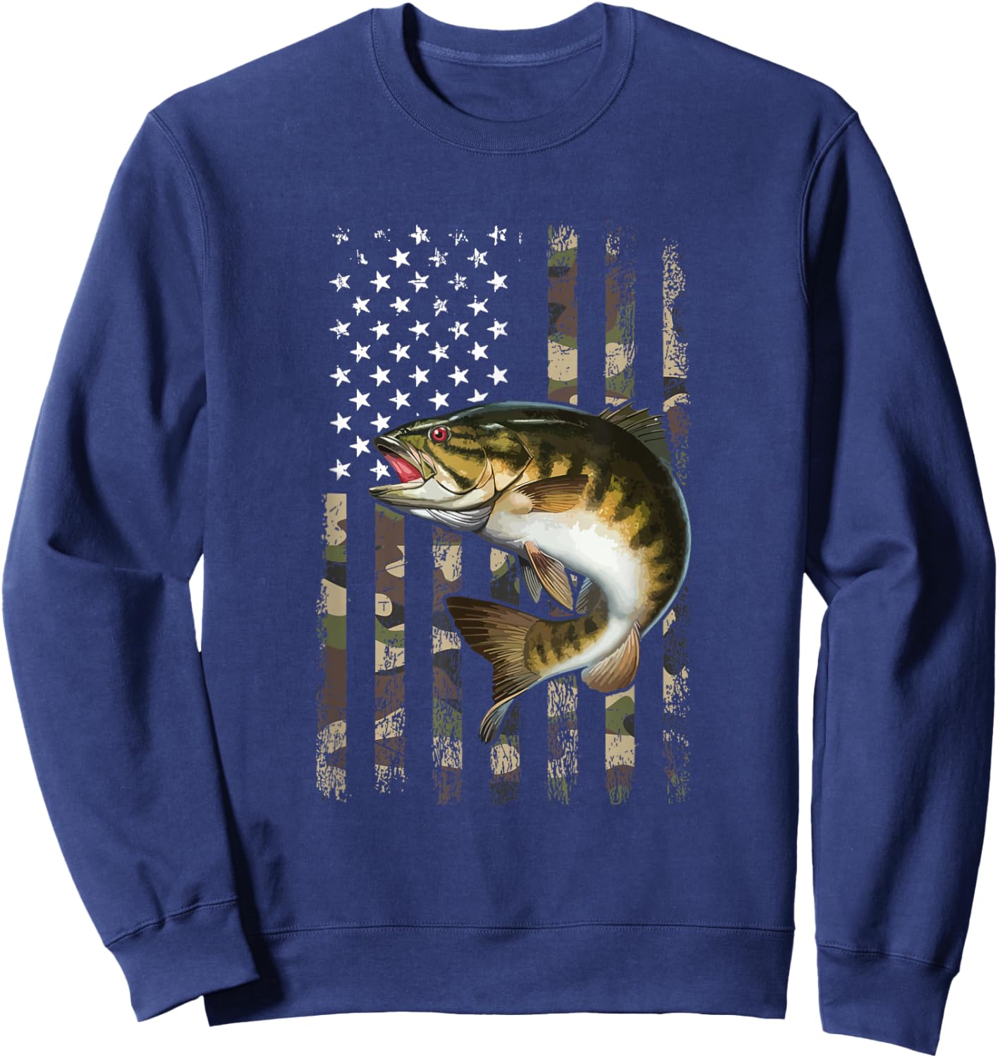 smallmouth bass American Flag, smallmouth bass Sweatshirt - Sweatshirt | Navy