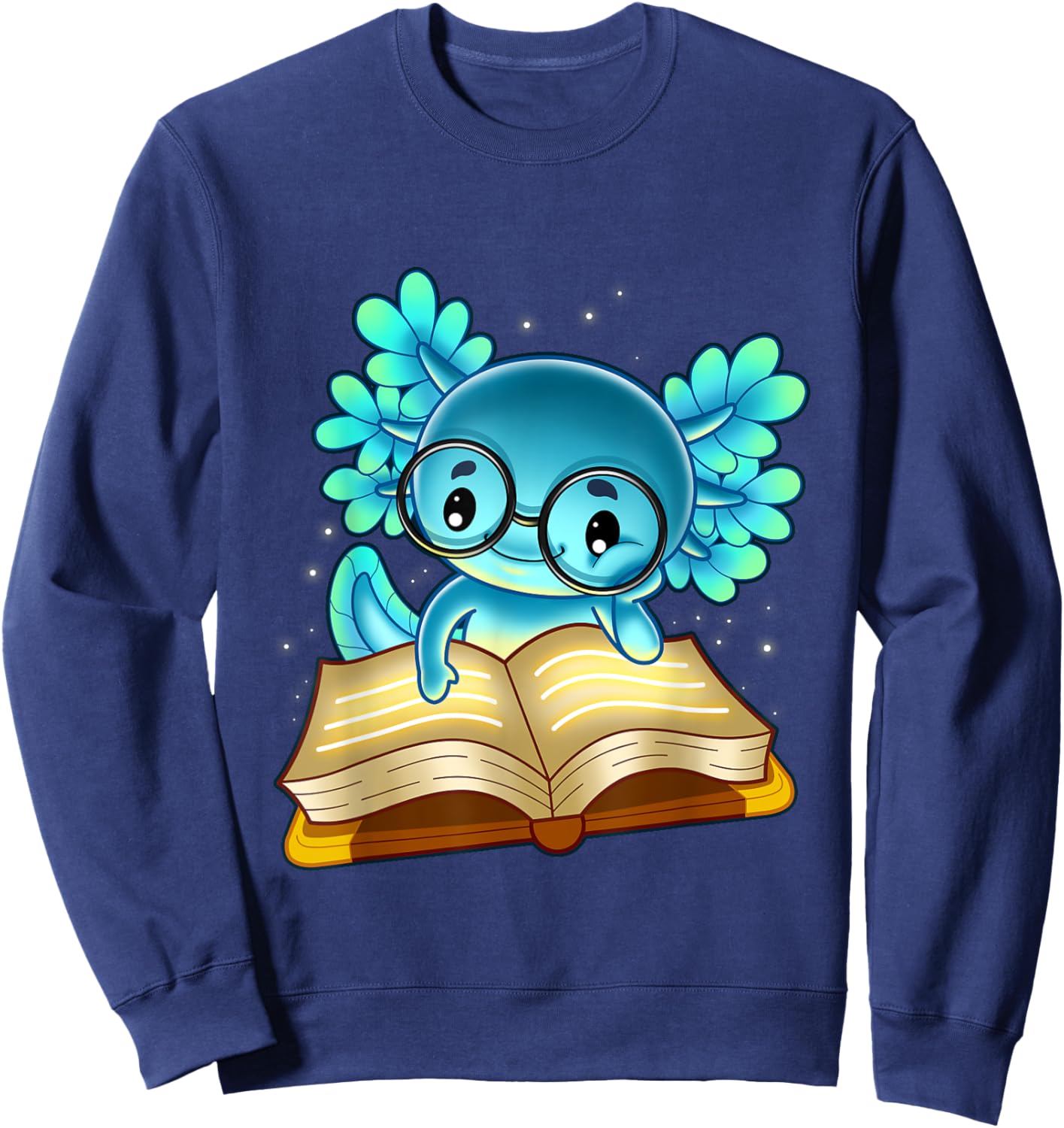 Axolotl Read Book Ambystoma Mexicanum Mexican Walking Fish Sweatshirt - Sweatshirt | Navy