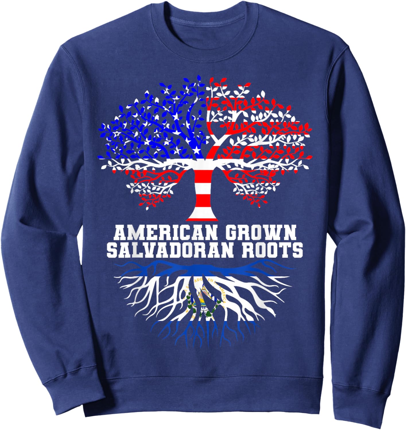 El Salvador American Salvadoran Roots Heritage Patriotic Sweatshirt - Sweatshirt | Navy