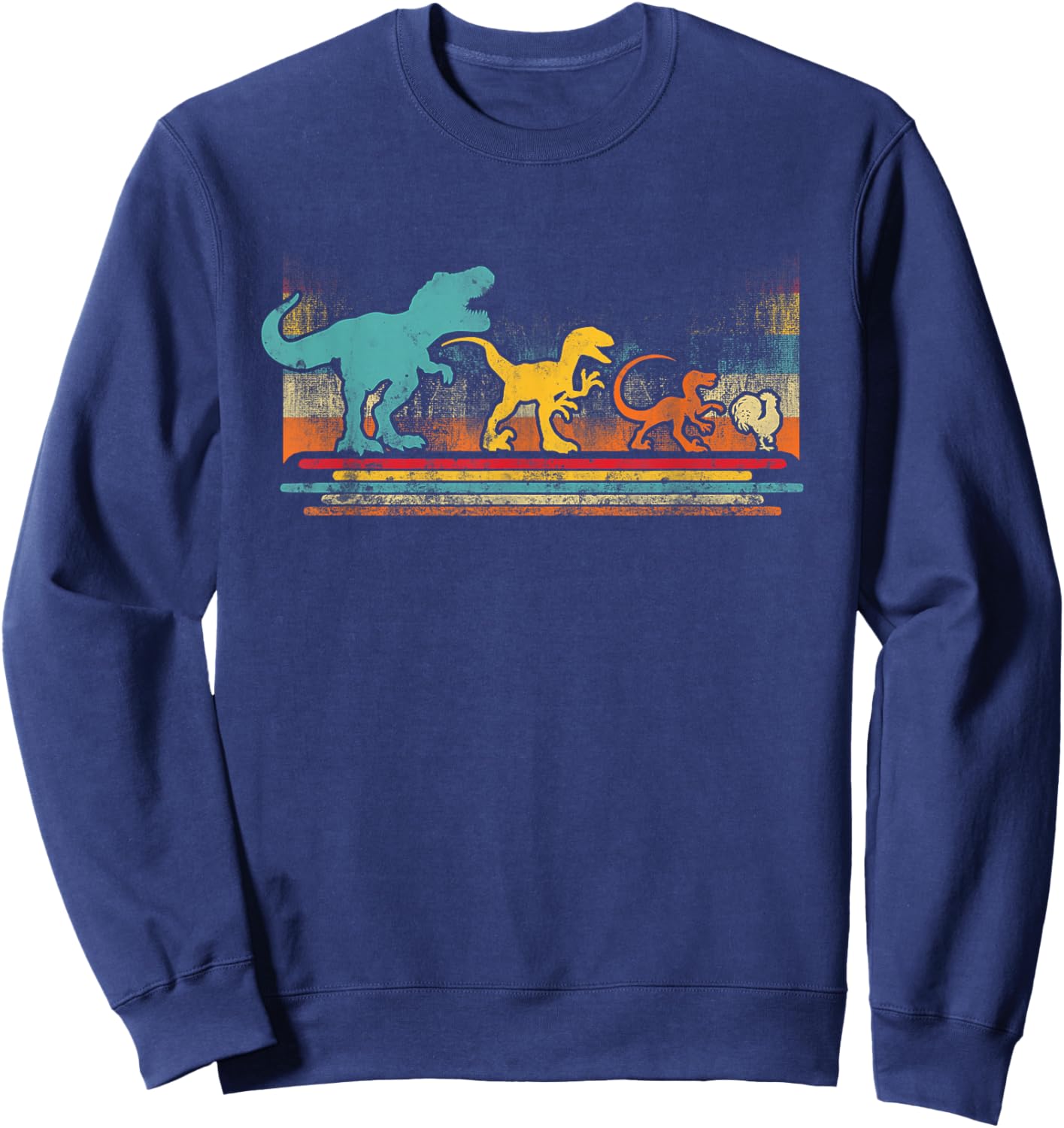 Vintage Evolution Dinosaur T Rex Velociraptor To Chicken Sweatshirt - Sweatshirt | Navy