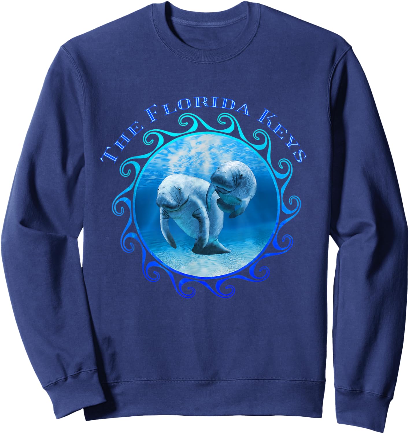 The Florida Keys Florida Vacation Swimming Manatees Sweatshirt - Sweatshirt | Navy
