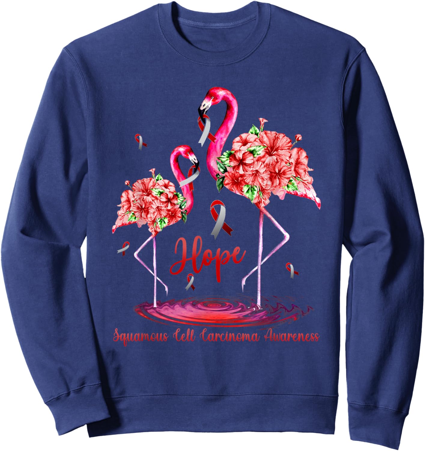Flamingo Squamous Cell Carcinoma Awareness Sweatshirt - Sweatshirt | Navy