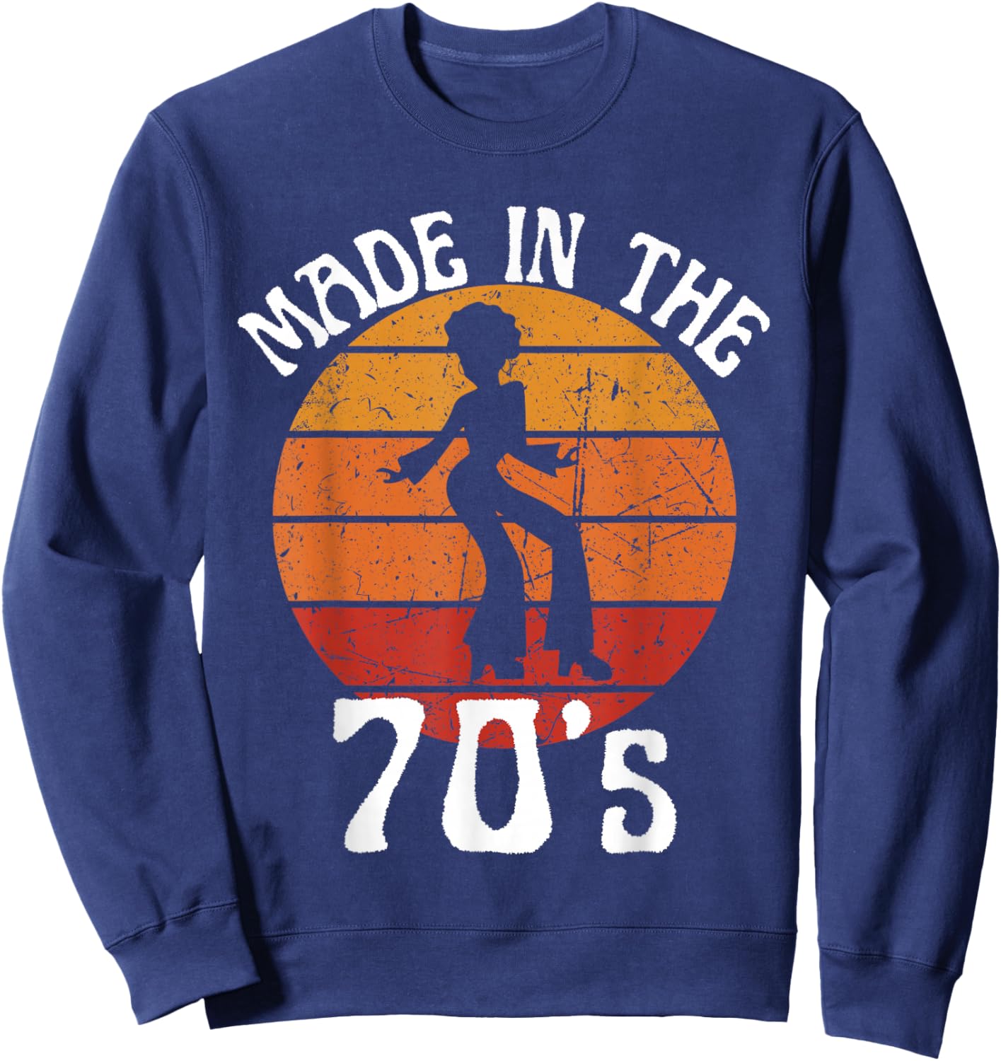 Made in 70s Black Afro African American Dancer Sunset Sweatshirt - Sweatshirt | Navy